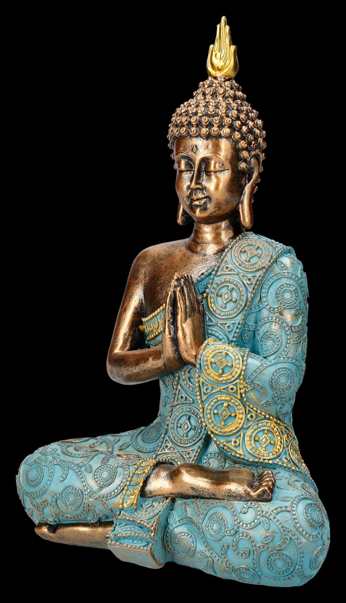 Figuren Shop GmbH Dekofigur Buddha Figur - Mint grün - Mythologie Dekofigur Meditation Yoga Deko