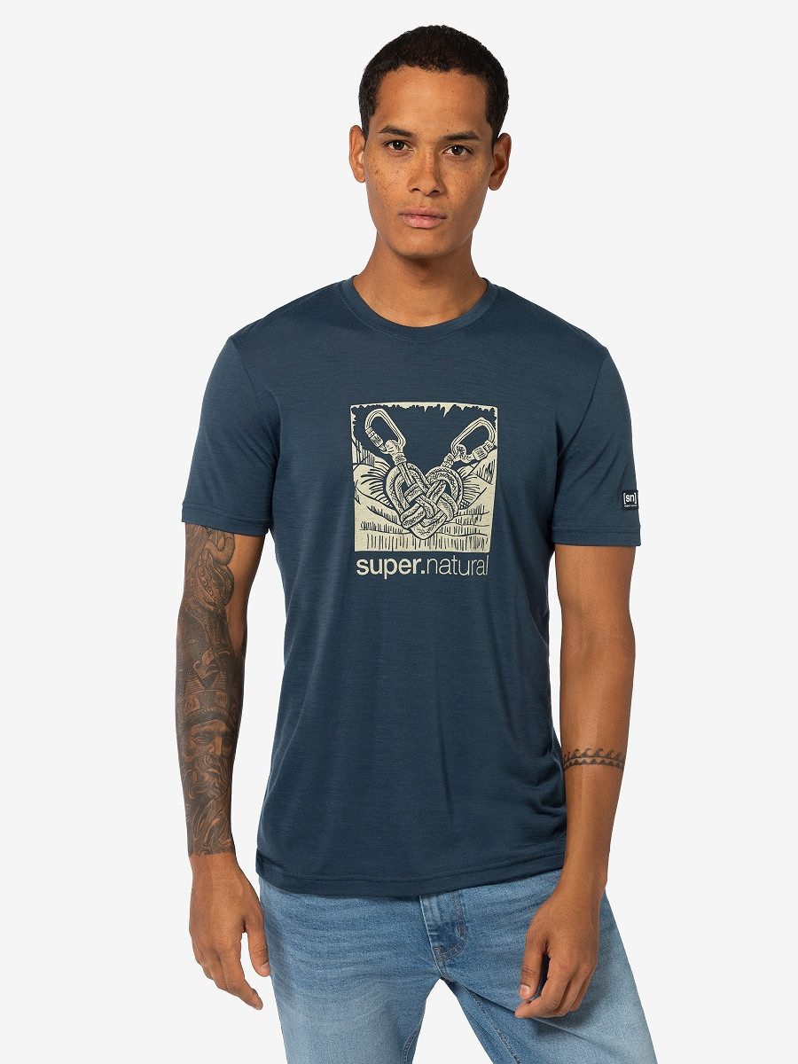 SUPER.NATURAL T-Shirt für Herren, Merino TIED BY HEART Herz Motiv, atmungsaktiv