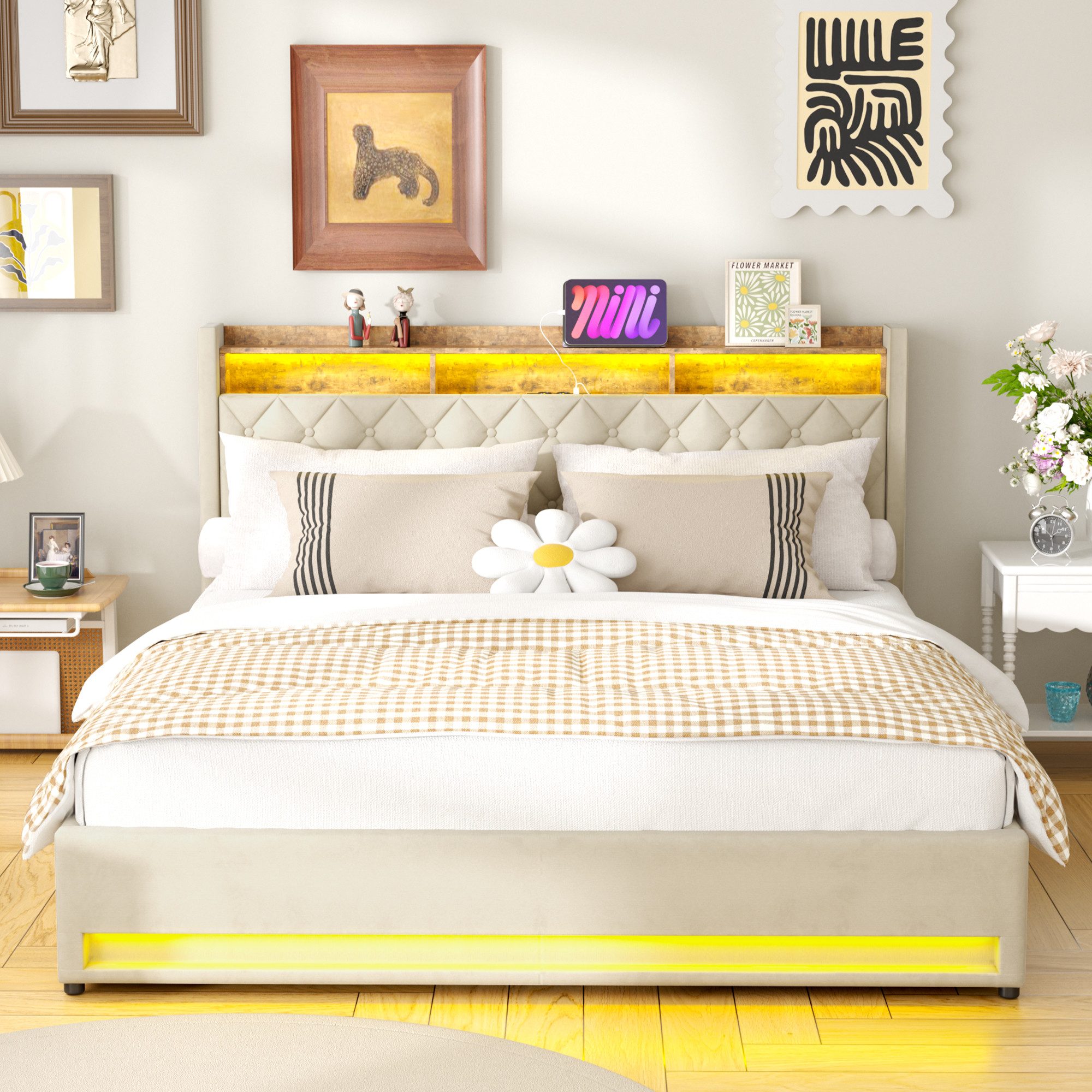 STILVORA Polsterbett mit bettkasten,Stauraumbett Boxspringbett 180×200 mit günstig online kaufen