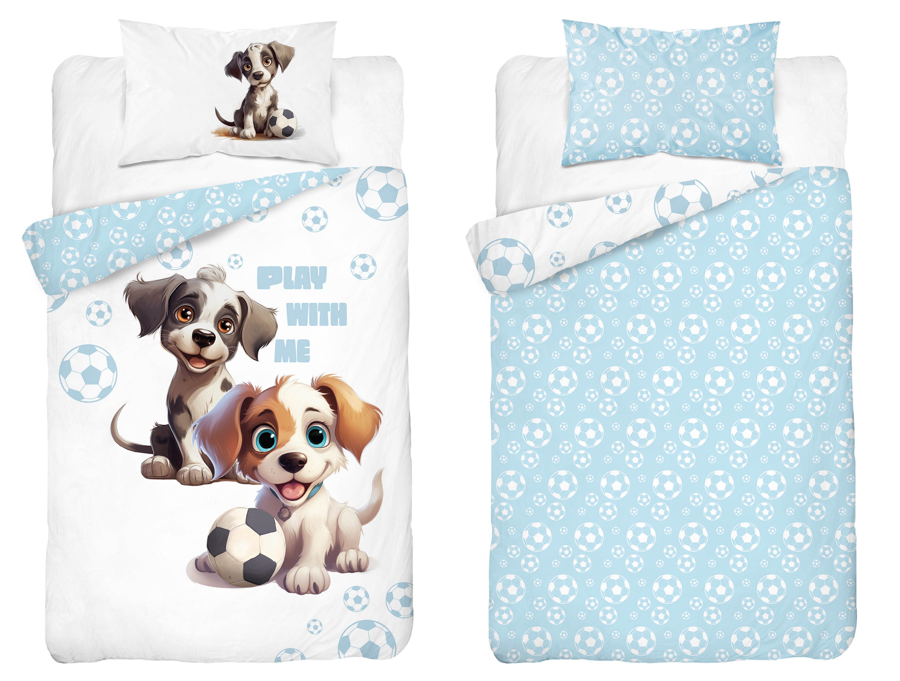 Babybettwäsche Wendebettwäsche süße Hundebabys 2tlg. 100% Baumwolle 100x135+40x60