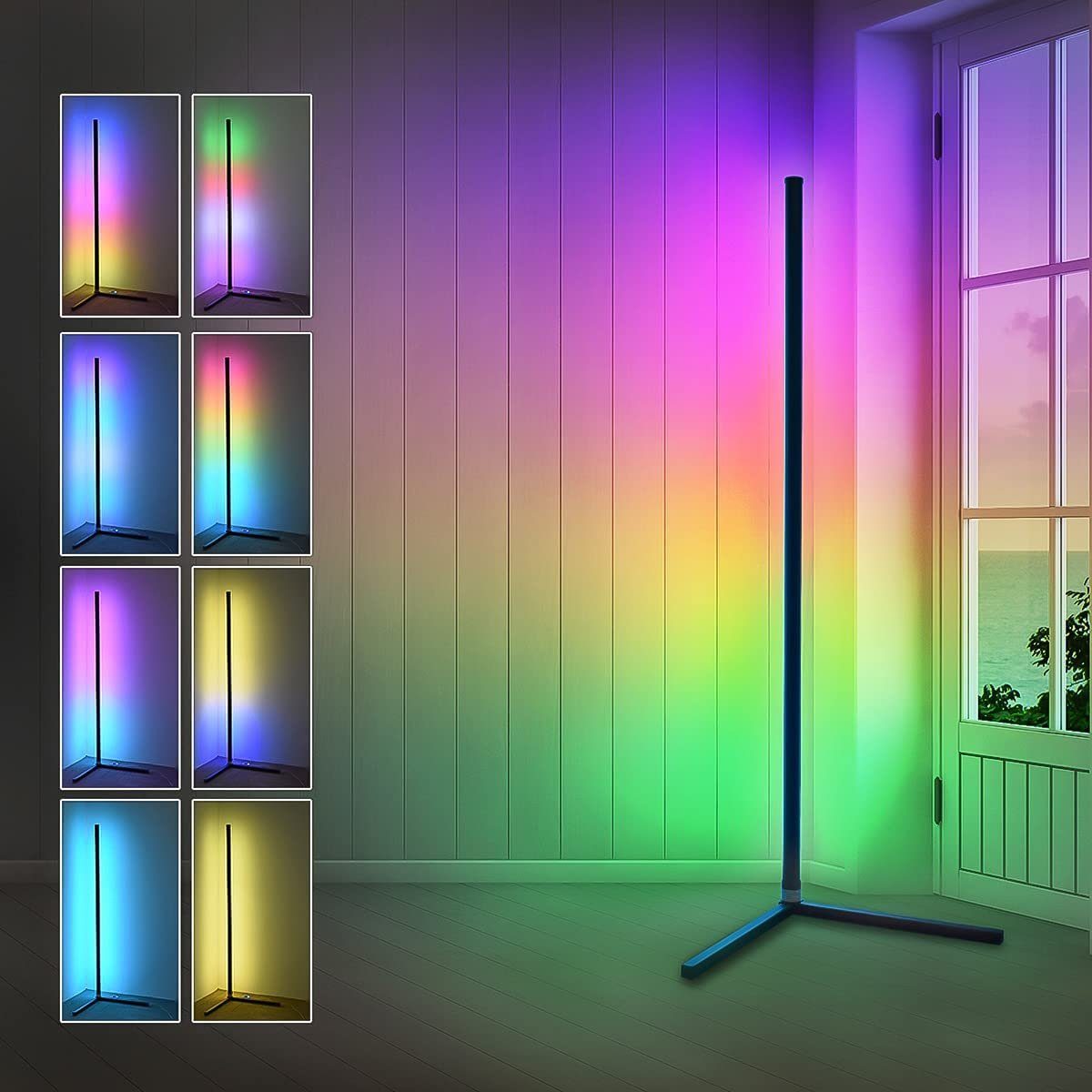 und Stehlampe Dimmbar, Stehlampe XIIW Ecklampe Farbwechsel LED Modern Musik Standlampe RGB Stehleuchte Lichtsaeule Mikrofonmodus