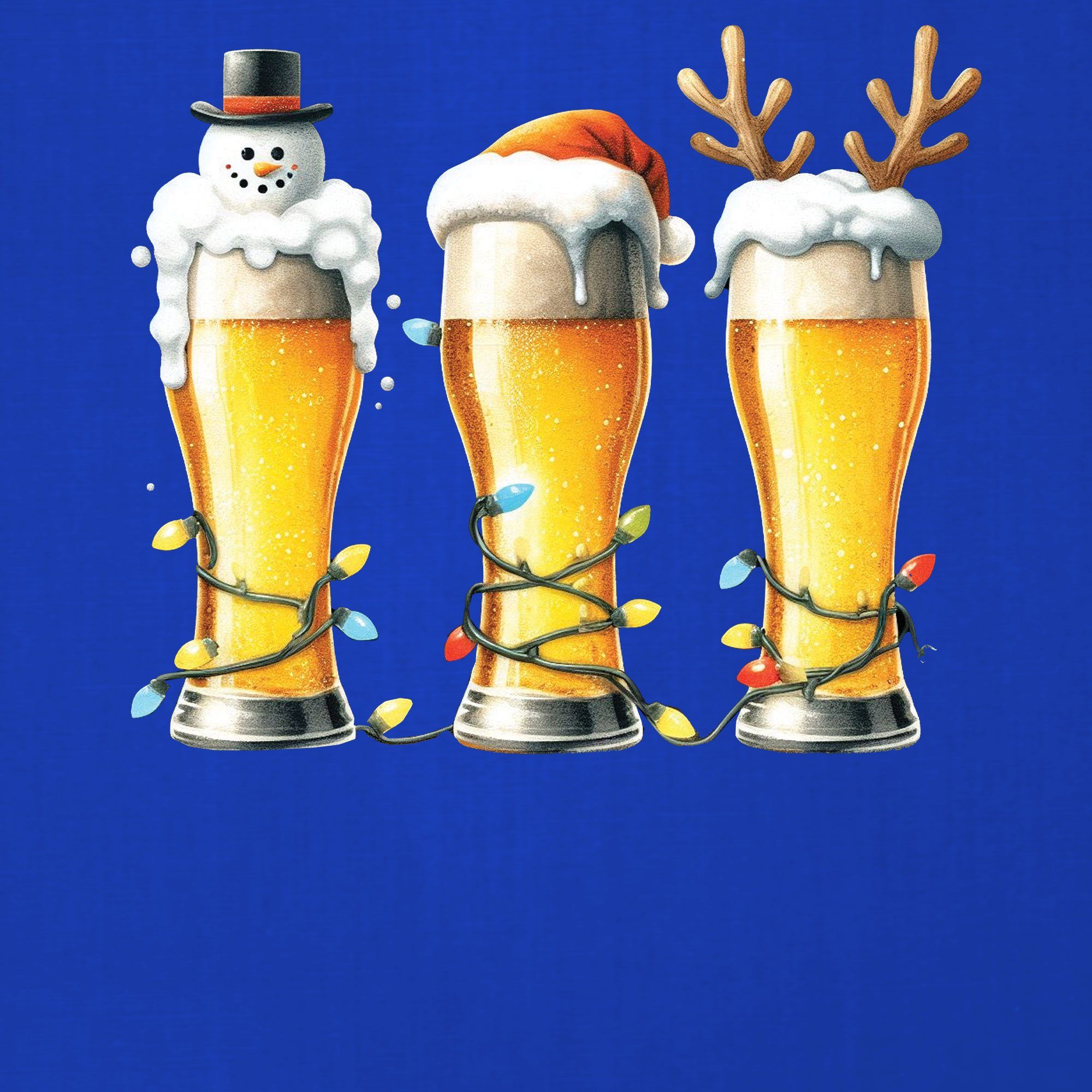 Quattro Herren Weihnachten Blau Kurzarmshirt Formatee Nikolaus (1-tlg) - Bier Bierliebhaber Weihnachtsgeschenk