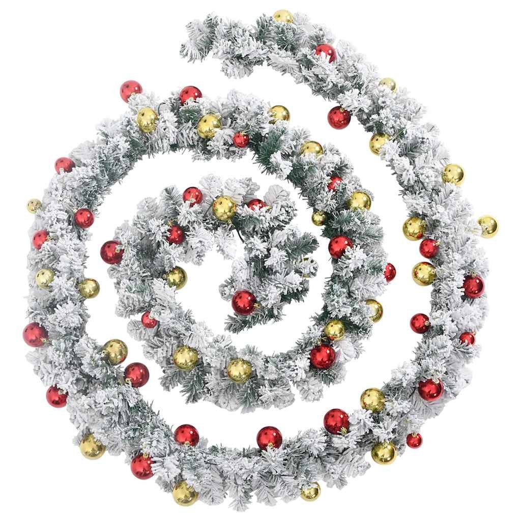 vidaXL Christbaumschmuck Weihnachtsgirlande mit Kugeln und LED-Leuchten Grün 20 m PVC (1-tlg)