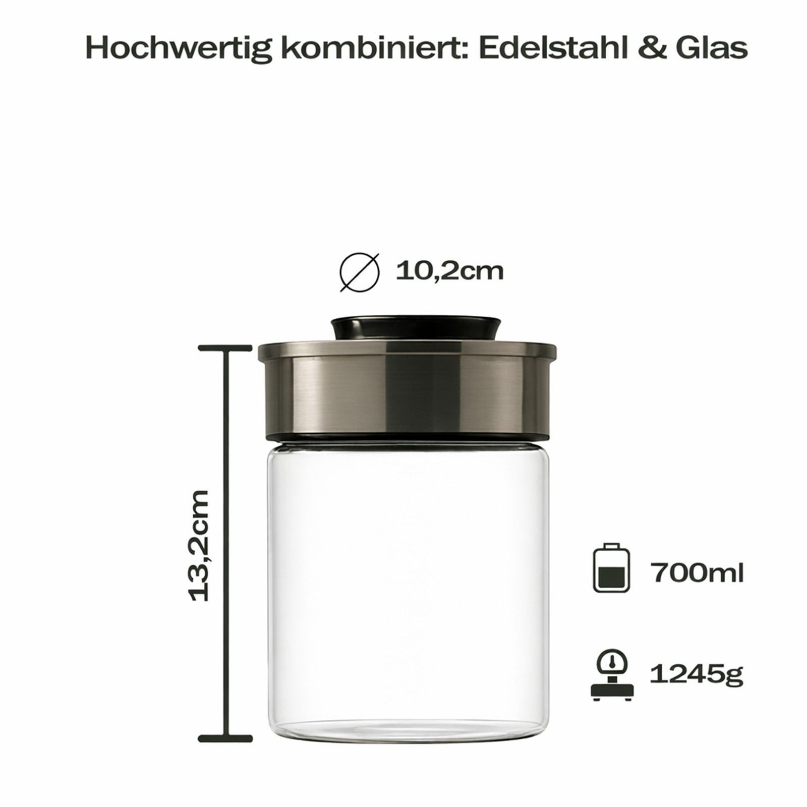 BURI Vorratsglas 6x Vakuum Vorratsdosen Glas 700ml Vorratsgläser Vakuumdeckel luftdicht, Glas – Bild 4 von 5