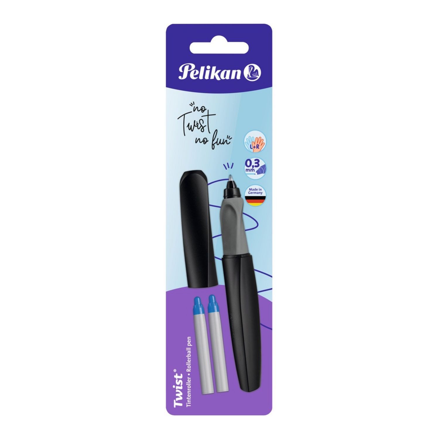 Pelikan Füller Pelikan Tintenroller Twist, Black, universell für Rechts- und Linkshän