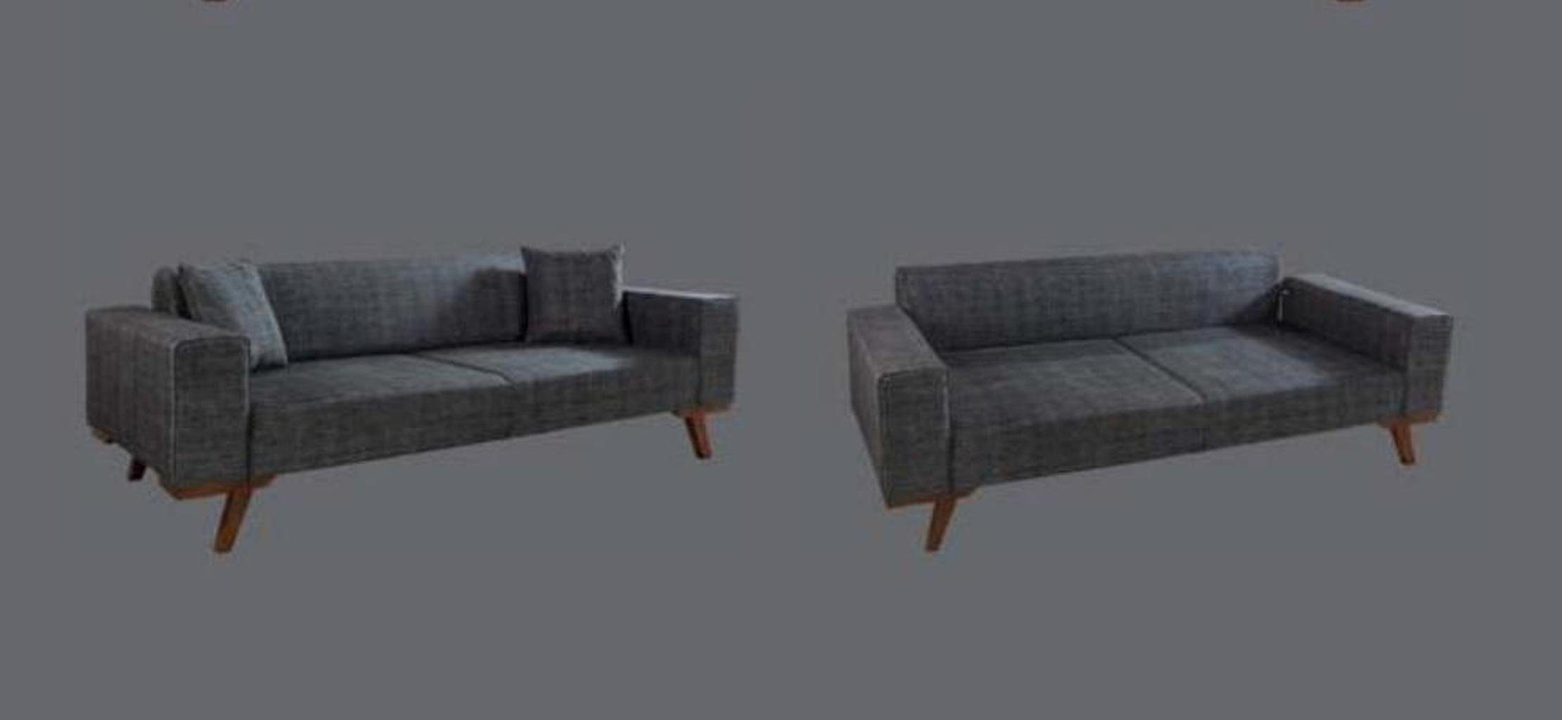 3 Schwarz Sitzer Möbel Polster Couch Sofa, JVmoebel Sofa Dreisitzer Textil Sofas