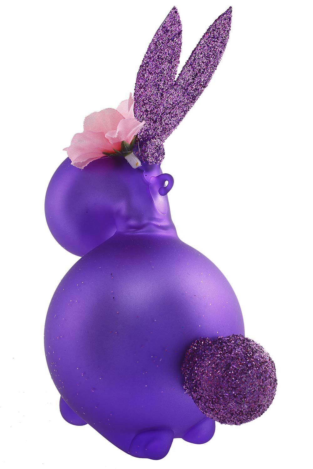 Hamburger Weihnachtskontor Osterhase Hase lila matt (1-tlg), mundgeblasen - handdekoriert