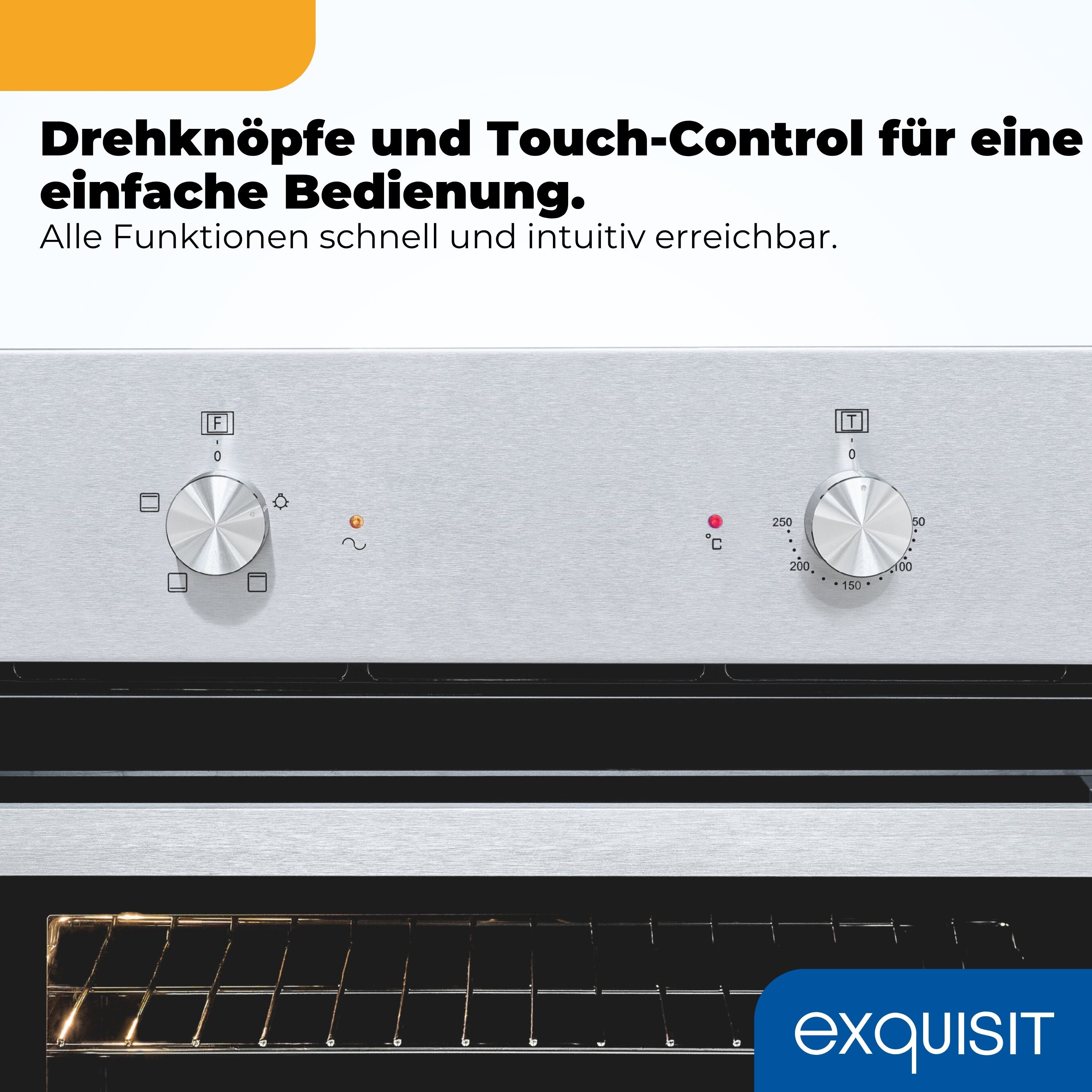 exquisit Backofen-Set BAKO Klassik 2 inox, Autarker Einbau-Ofen mit Ober-/Unterhitze, Sensor-Kochfeld – Bild 4 von 5