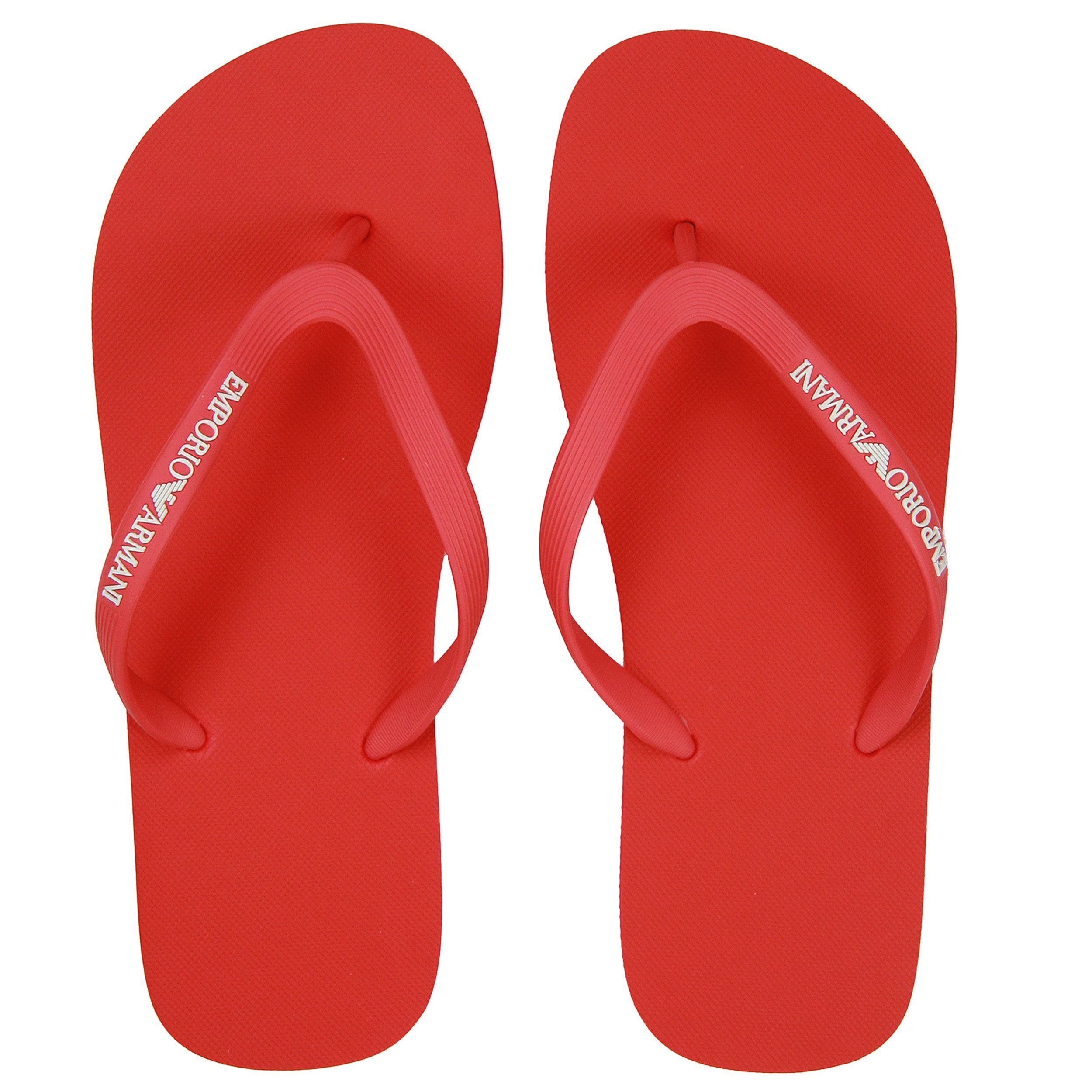 Red Herren Swimwear (M583) Badelatschen mit Logo-Schriftzug Badezehentrenner XL827 Emporio Flame Armani