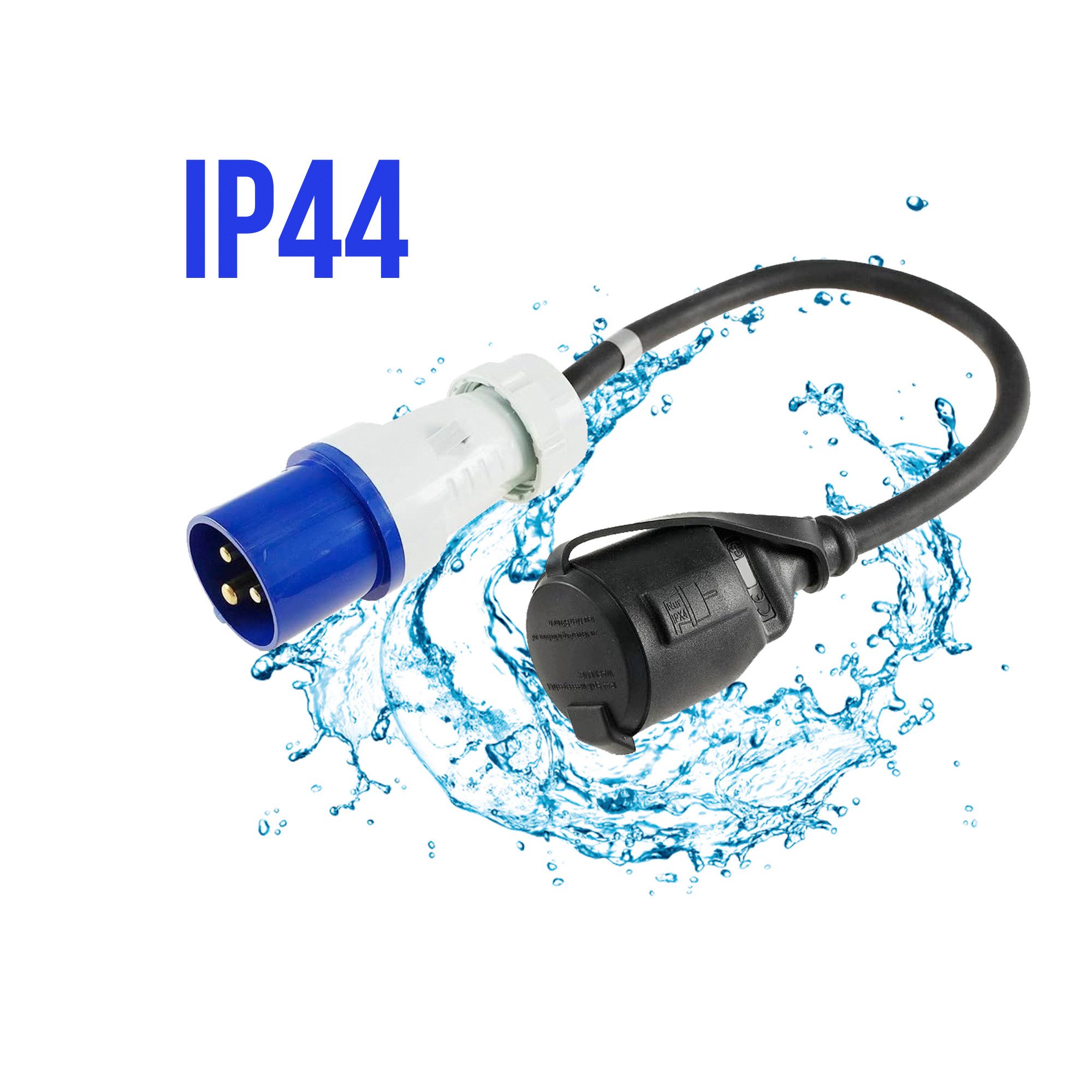 feletec CEE Adapter CEE Stecker auf Schuko Kupplung, 35cm Länge, IP44 CEE-Adapterkabel