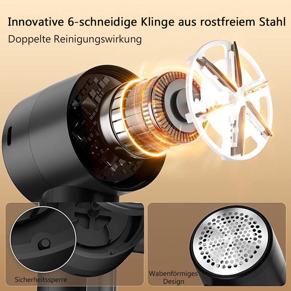 TUWENA Fusselrasierer Fusselrasierer, Tragbarer Aufladbar Elektrisch Fusselentferner, Mit 3 Geschwindigkeiten sowie LED-Anzeige, für Verschiedene Stoffe