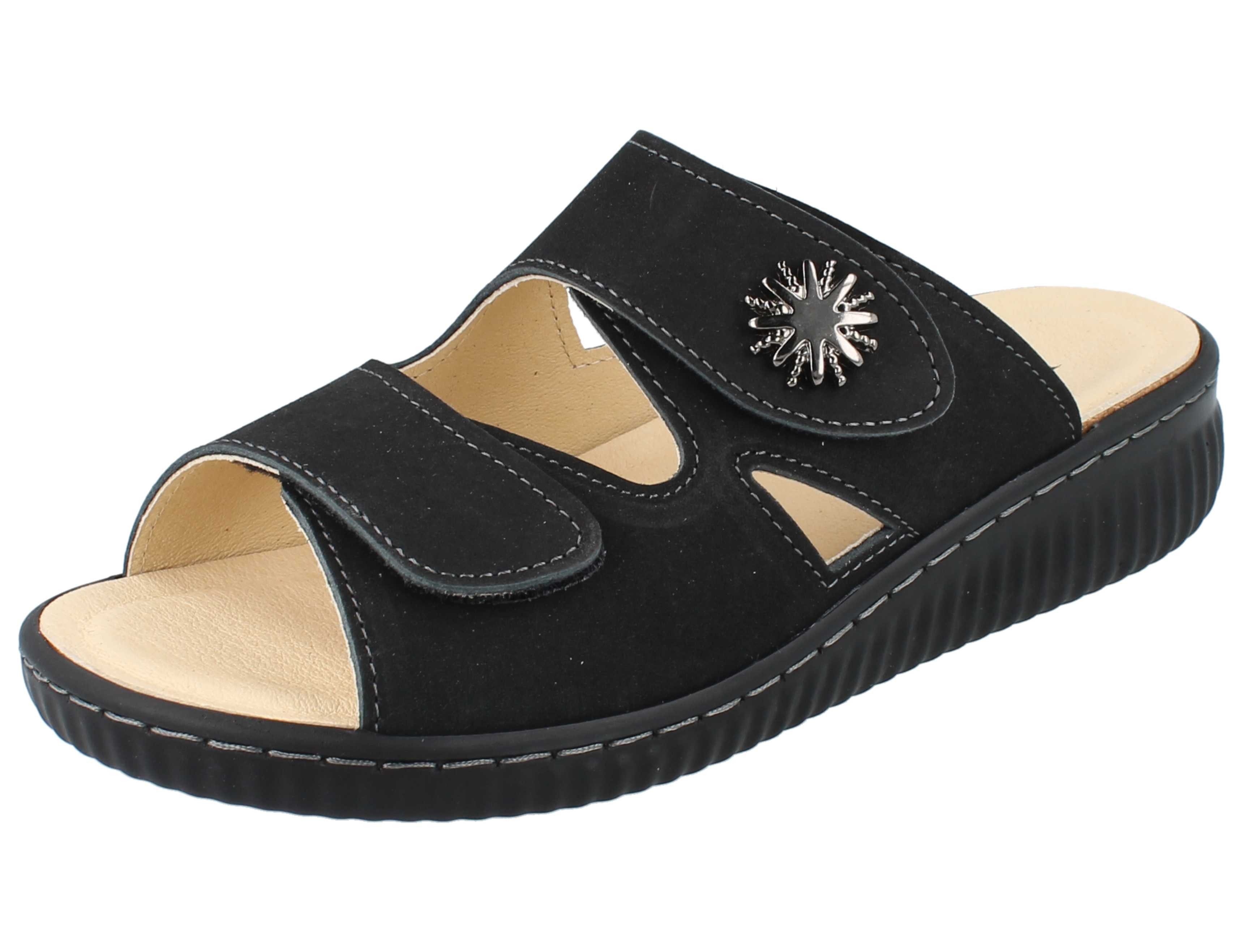 Longo LONGO 1174732 Damen Pantolette schwarz Nubukleder - Größe: 41 Pantolette Wechselfußbett