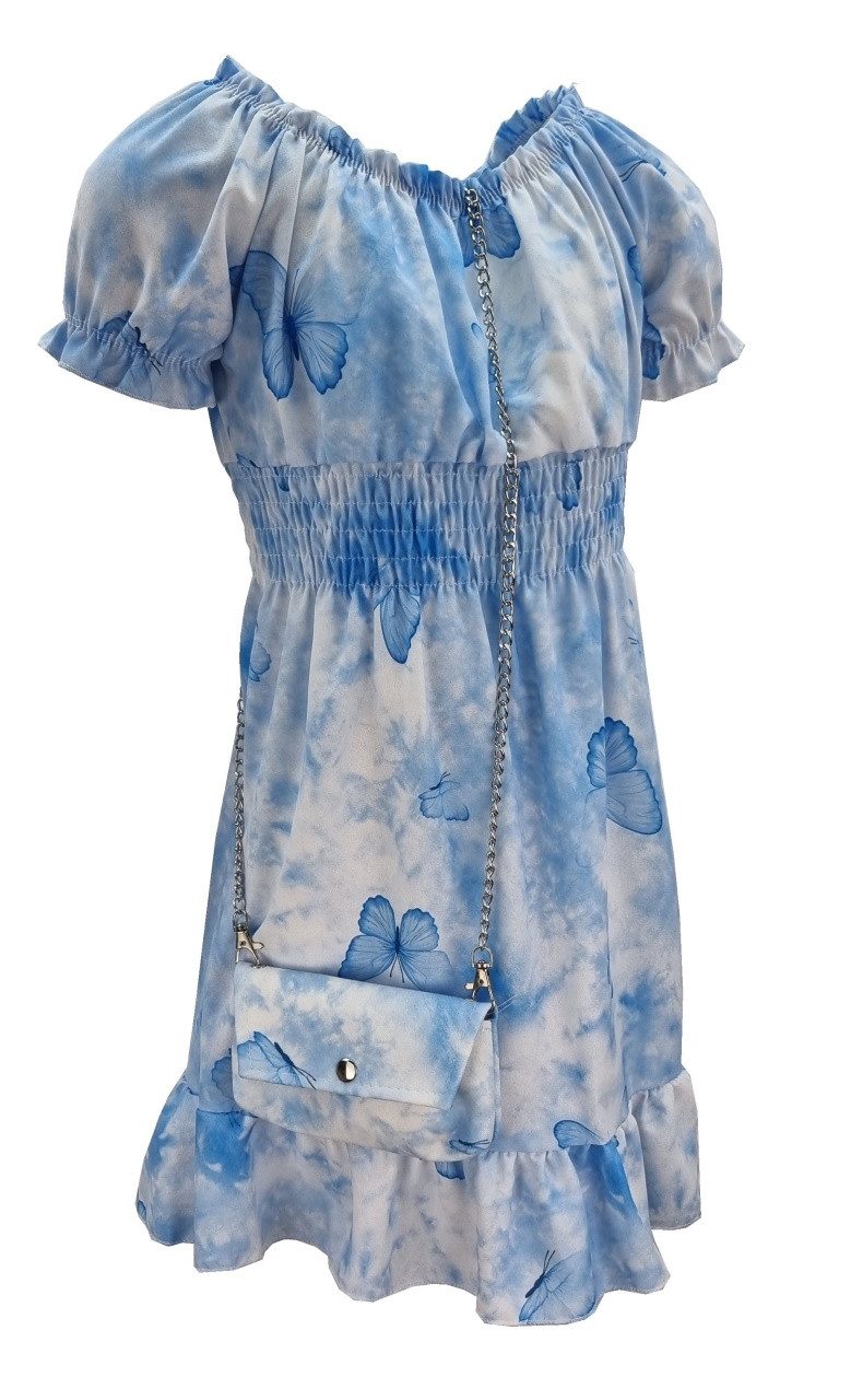 Girls Fashion Sommerkleid Mädchen Kleid Sommerkleid mit Tasche, K9528e (mit Tasche)