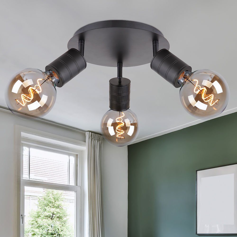 GLOBO LIGHTING Deckenleuchte, Leuchtmittel nicht inklusive, Deckenleuchte 3 Flammig Deckenstrahler schwenkbar schwarz E27 Metall
