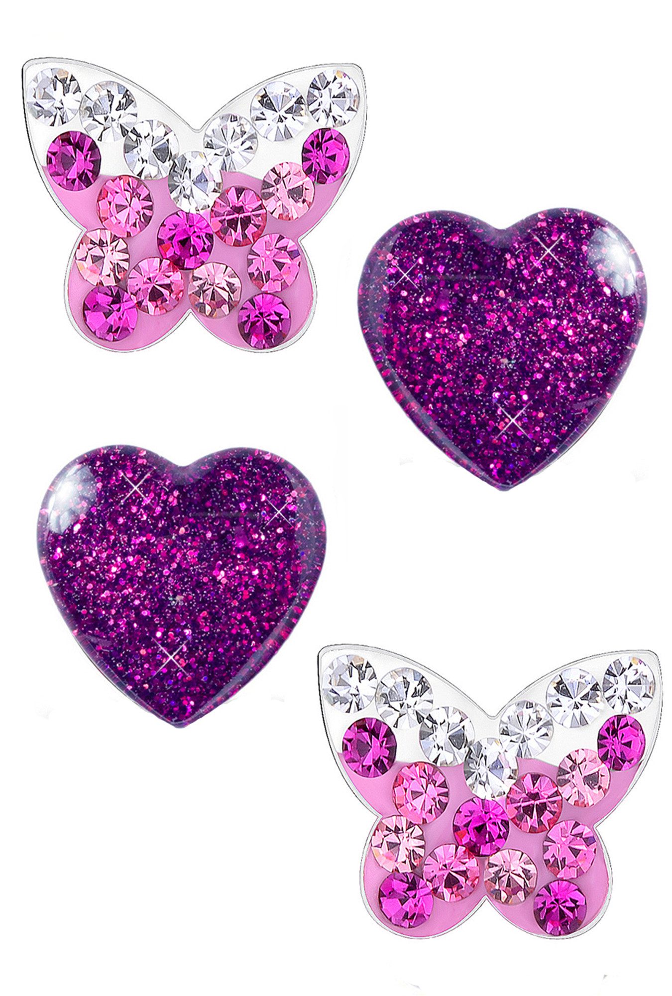 Limana Ohrring-Set Kinder Mädchen Ohrringe 925 Silber Schmetterling Edelstahl Herz, Kinderohrringe Kinderschmuck Schmuck für Mädchen
