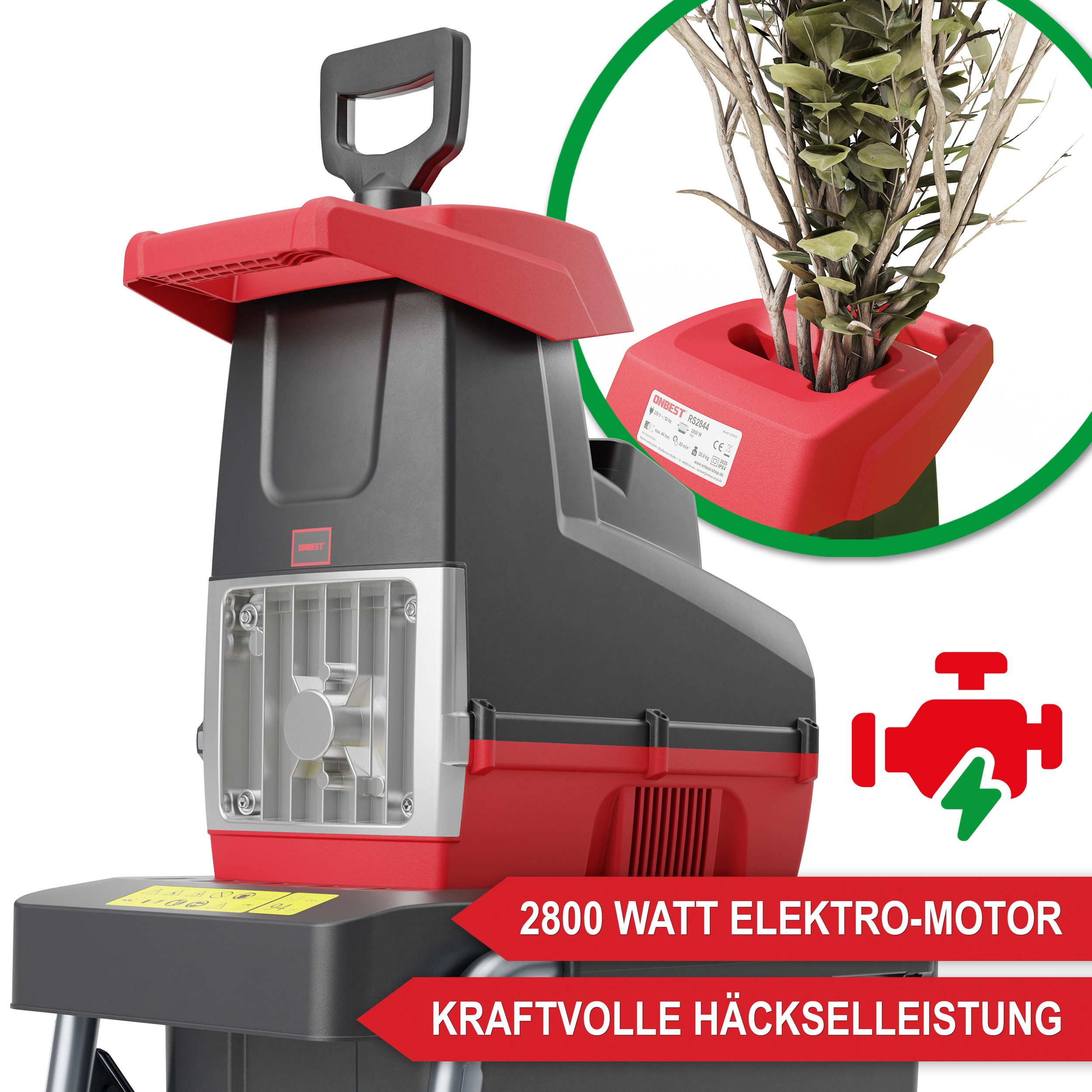 Onbest Messerhäcksler RS2844 mit Stopfer, 2800W, günstig online kaufen