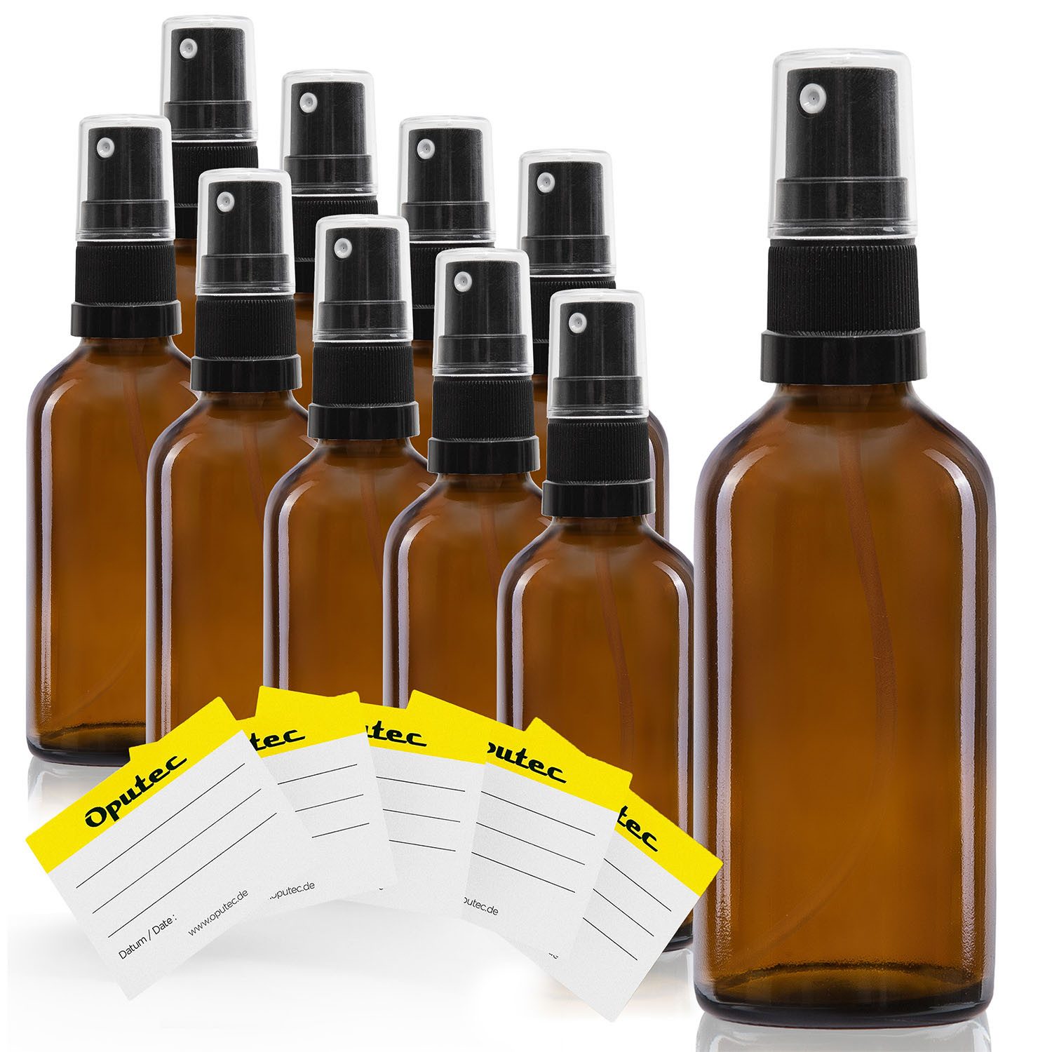 Oputec Sprühflasche 10 x 30ml Braunglas-Sprühflaschen mit feinem Zerstäuber-Sprühkopf