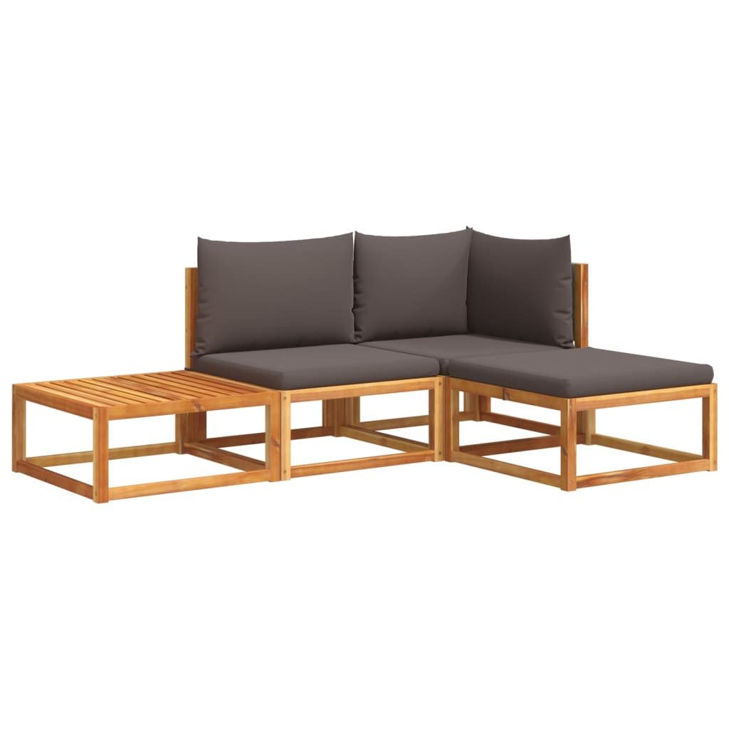 Gartenlounge-Set 4-tlg. Gartensofa-Set mit Kissen Holz & Rattan