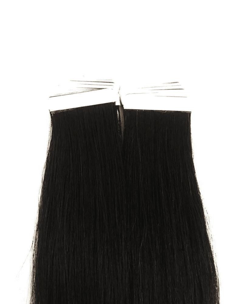Haarwelten Deluxe Hair Extensions Echthaar-Extension Tape in Hair Echthaartapes, schwarz, Remy Haar für Haarextensions, 100% Echthaartresse