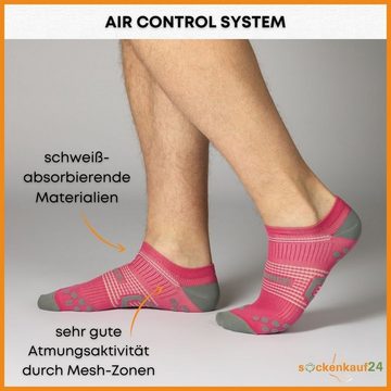 sockenkauf24 Laufsocken low Cut Sportsocken für Herren & Damen Laufsocken kurz (Weiß/Anthrazit/Pink, 3-Paar, 47-50) Atmungsaktive Running Socks 50203P WP