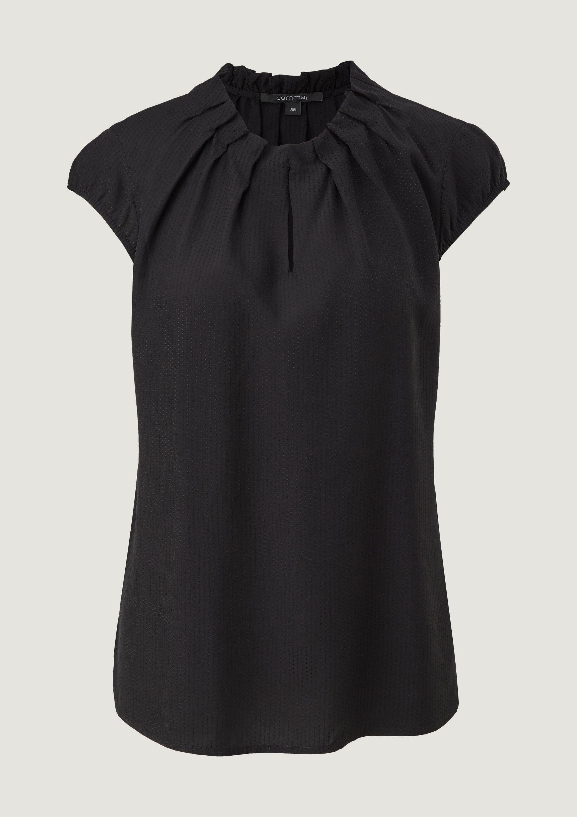 comma Kurzarmbluse Bluse Viskosebluse mit Strukturmuster