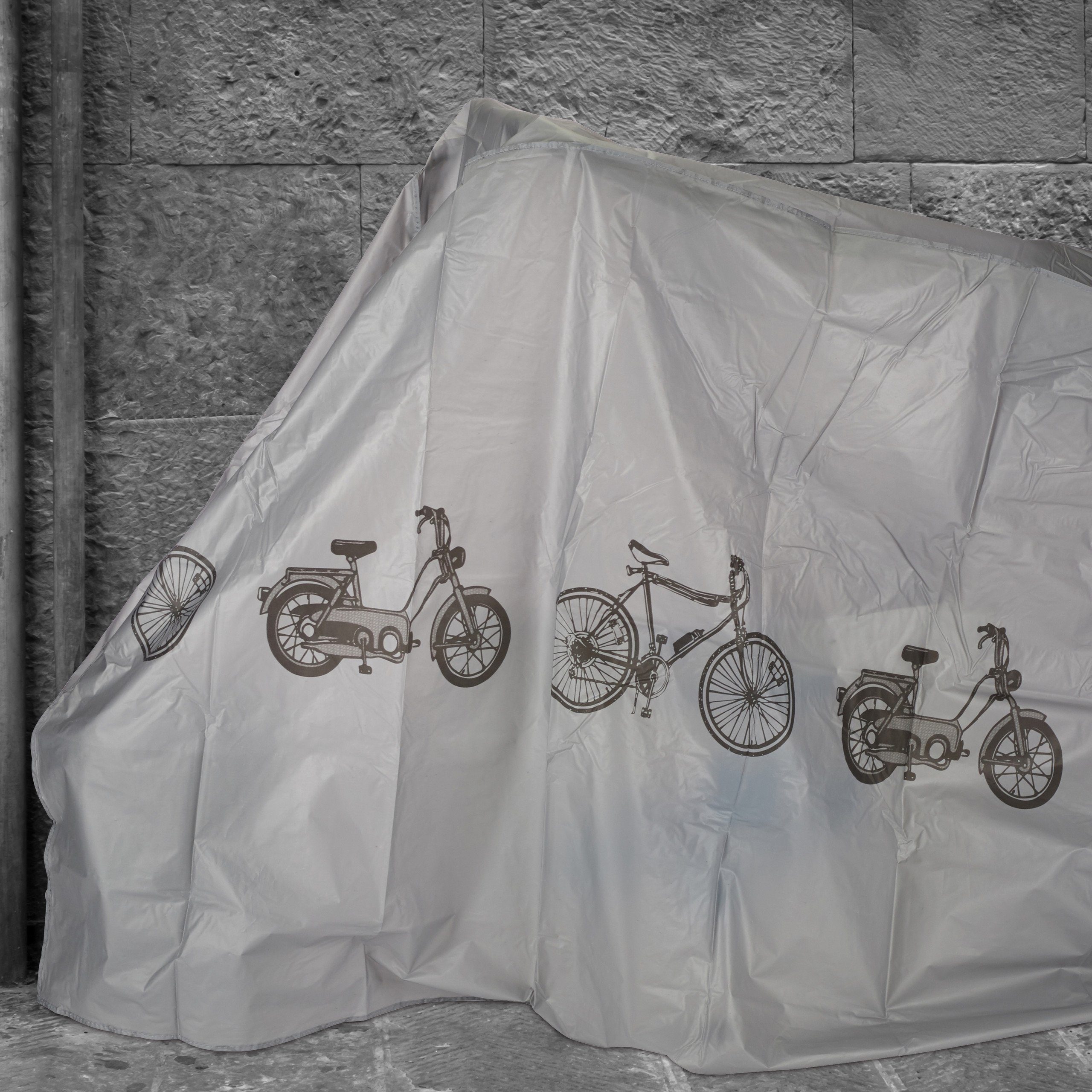 relaxdays Fahrradschutzhülle 3 x Fahrradgarage Kunststoff grau