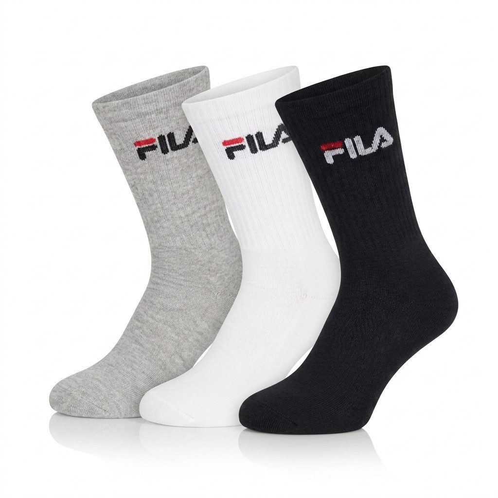Fila Tennissocken UNISEX CREW TENNIS FULL TERRY SOCKS (3-Paar) mit verstärkten Belastungszonen