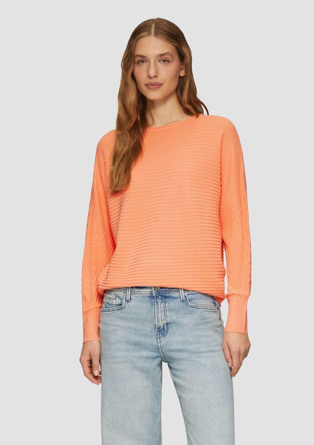 s.Oliver Strickpullover Casual (1-tlg) Fledermausärmel, U-Boot-Ausschnitt, Struktur-Strick