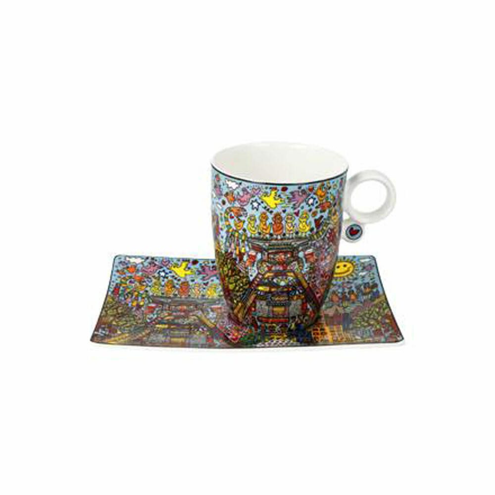 Goebel Tasse mit Untertasse Rizzi - Remenber those Cool Coal Da, Fine Bone China