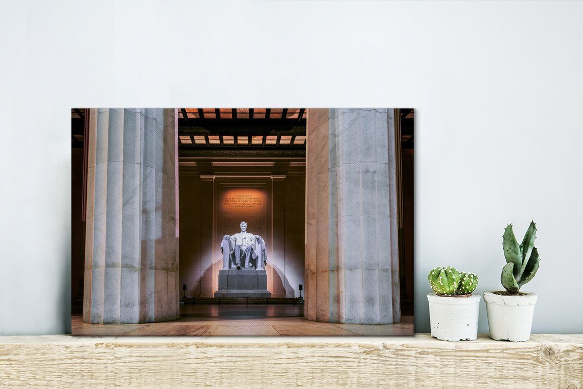 OneMillionCanvasses® Leinwandbild Schöne Lichtbögen um Wanddeko, Washington, (1 das 30x20 in Memorial St), cm Aufhängefertig, Lincoln Wandbild Leinwandbilder