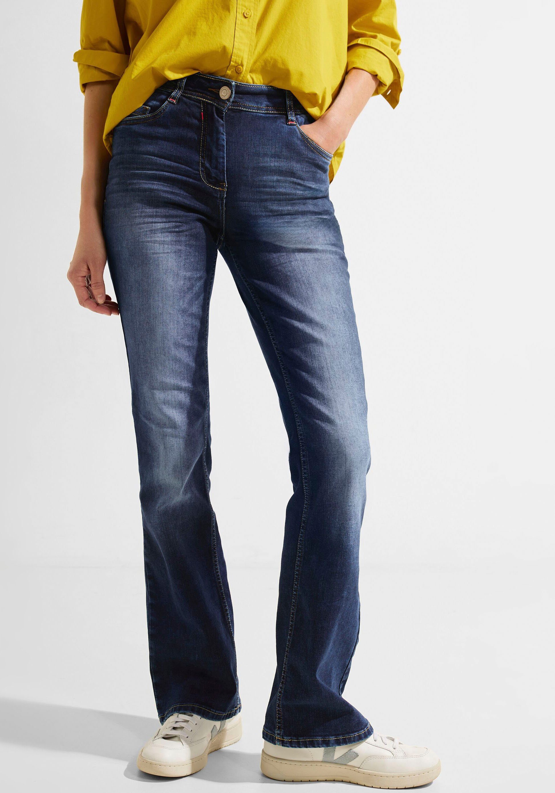 Cecil 3716837 Bootcut Jeans, Dark Blue Washed, 36 Women