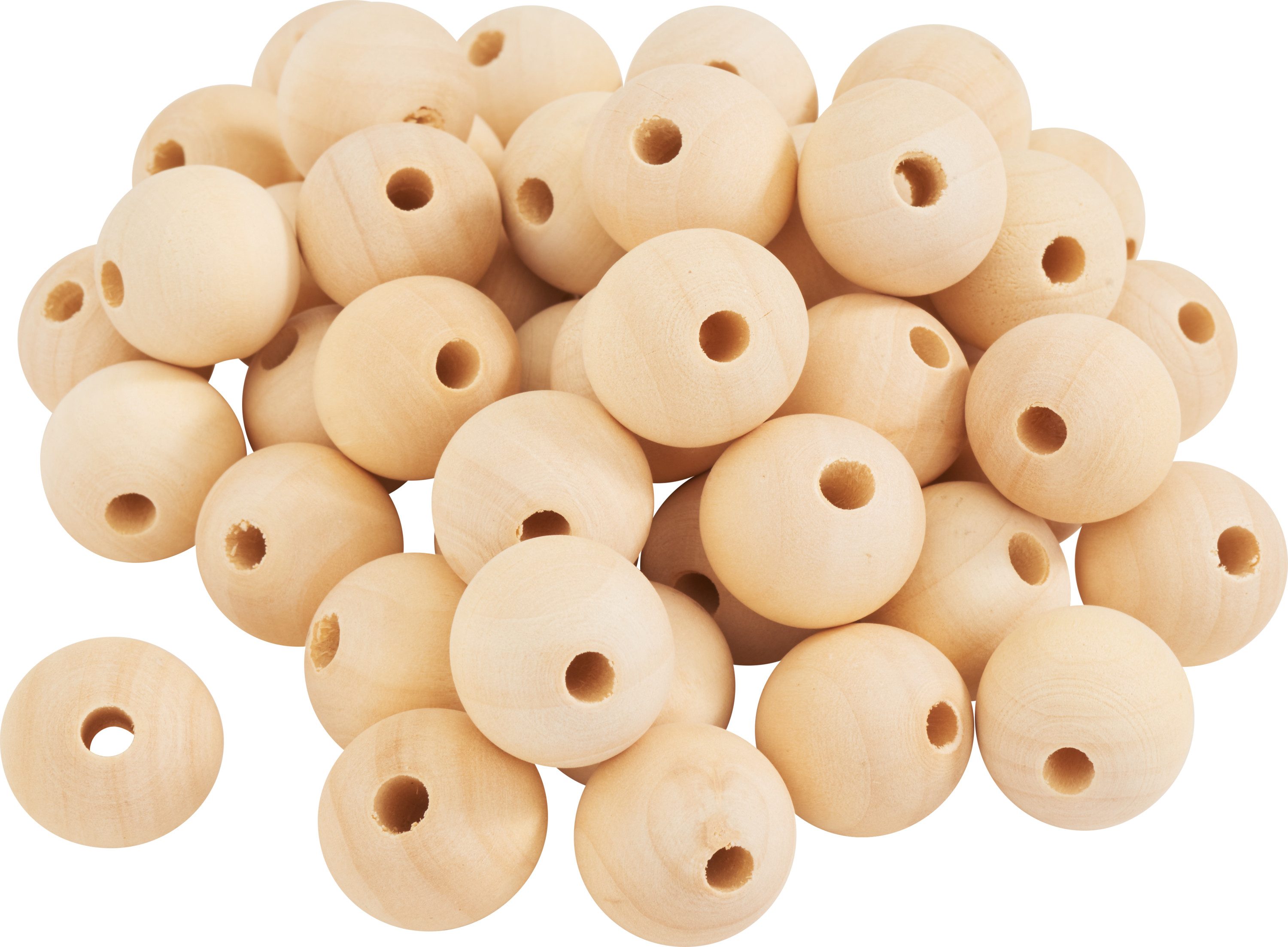 VBS XXL Bastelperlen Holzkugeln, (50-tlg), durchgebohrt