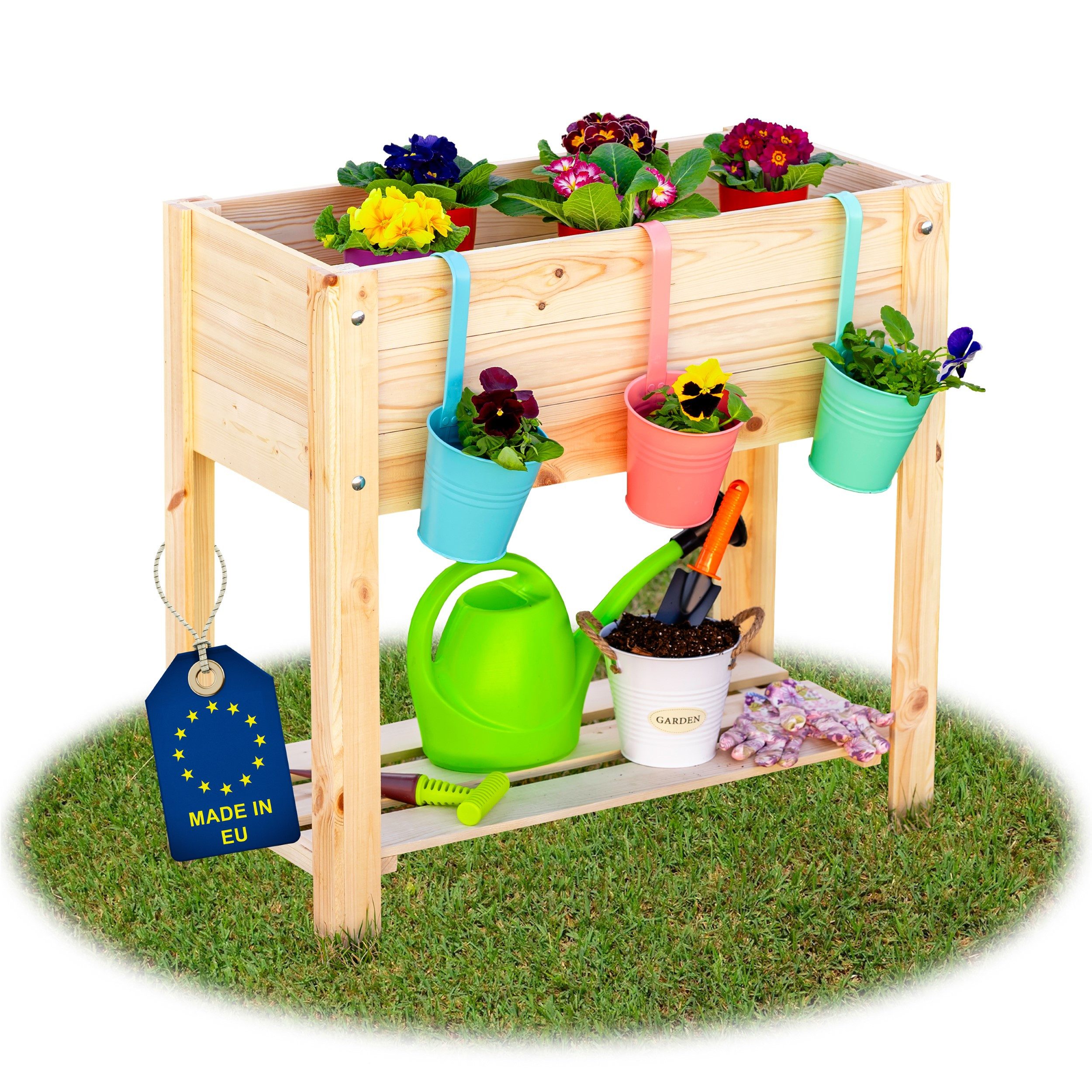 ITA Hochbeet Hochbeet 80x37x78 cm mit 1 Ebene und Ablage Gartenbeet Kräuterbeet (1 St), Wetterfest, mit Innenfolie, für Garten, Terrasse, Balkon