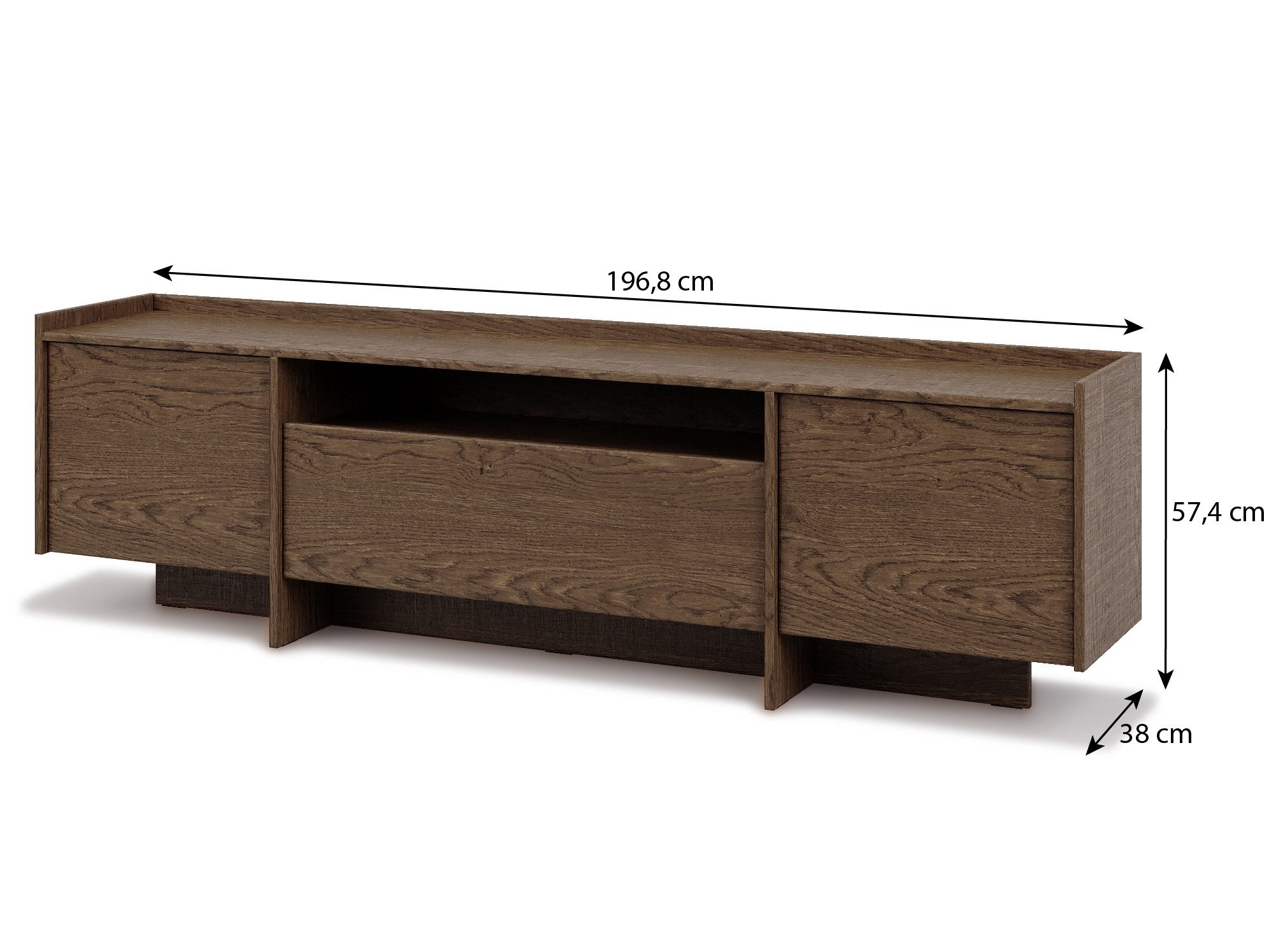 Beautysofa TV-Schrank JUNI mit 3 Türen und offener Ablage (Push-to-Open-Funktion, im Japandi-Stil) – Bild 5 von 5