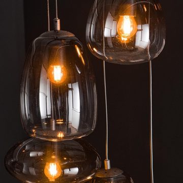 famlights Hängeleuchte, Pendelleuchte Kyra in Altsilber und Rauchglas E27 5-flammig, keine Angabe, Leuchtmittel enthalten: Nein, warmweiss, Hängeleuchte, Pendellampe, Pendelleuchte