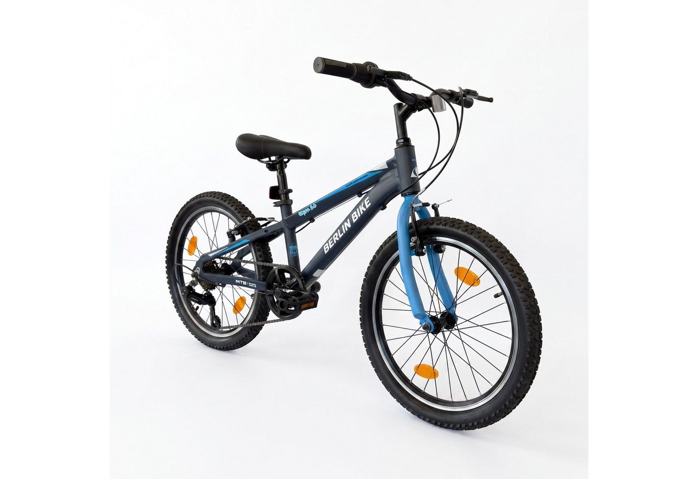 BERLIN BIKE Kinderfahrrad 20 Zoll MTB Kid Grizz Serien, leichtes Aluminiumrahmen, 7 Gang Shimano RD-TY200 Schaltwerk, Kettenschaltung, Mitwachsend dank höhenverstellbarem Sattel und Lenker
