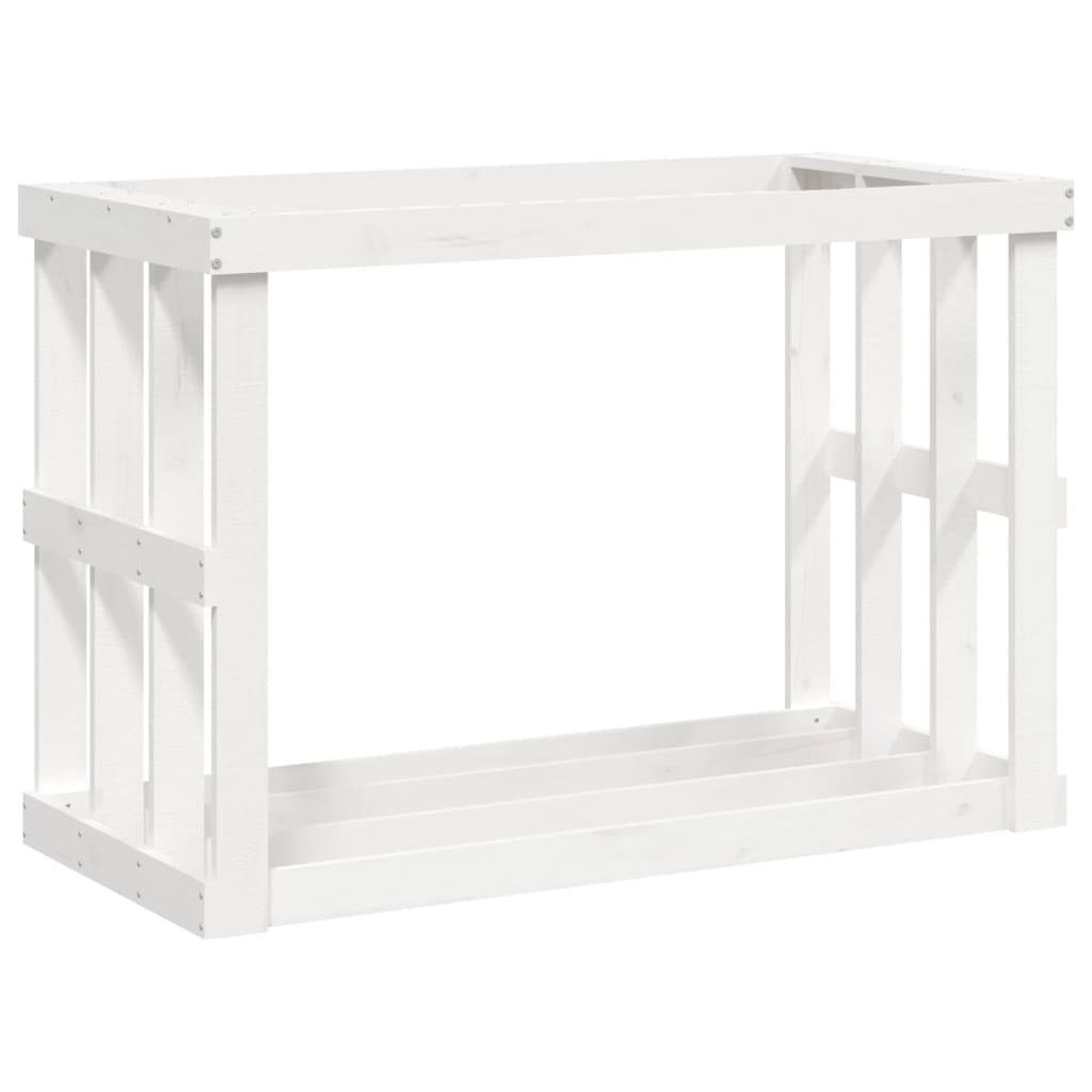 furnicato Kaminholzregal Kaminholzhalter aus massivem Kiefernholz, 108 x 52 x 74 cm, Weiß, (1-St), Witterungsbeständiges Brennholzregal mit integriertem Pflanzgefäß