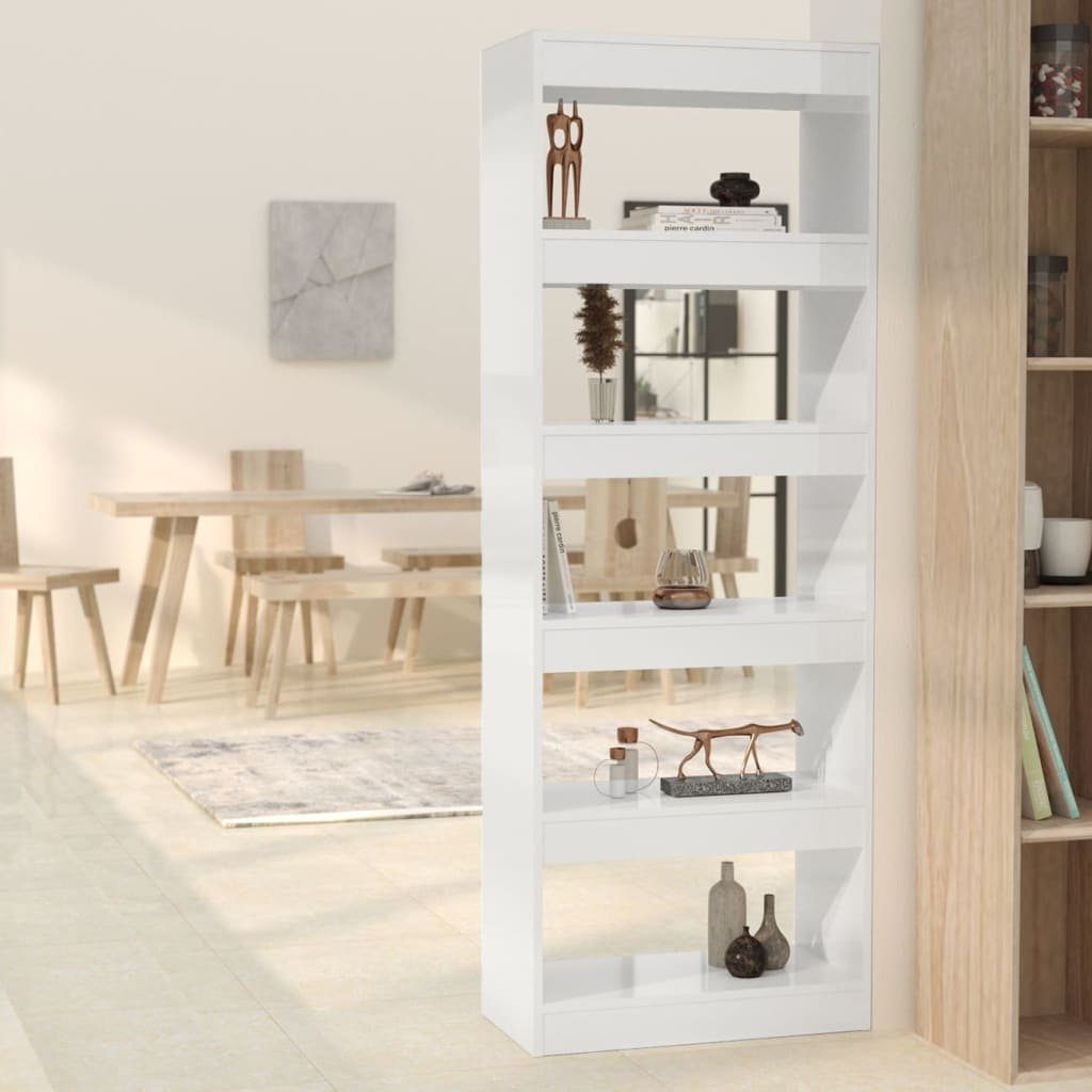 furnicato Bücherregal Bücherregal/Raumteiler Hochglanz-Weiß 60x30x166cm Holzwerkstoff | Bücherschränke