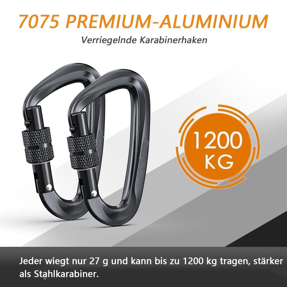 FOUORTUNATE-BEE Karabiner Karabiner mit 1200kg Belastbarkeit Schwerlast, (12KN Karabinerhaken Schraubverschluss, für Hängematten, Camping, Wandern, Rucksack) – Bild 4 von 5