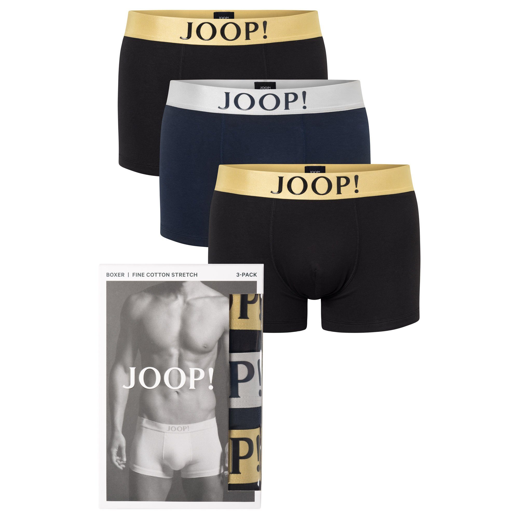 Joop! Boxer Herren Boxershorts 3er Pack - Fine Cotton, Einfarbige Boxer im  vorteilhaften 3er Pack
