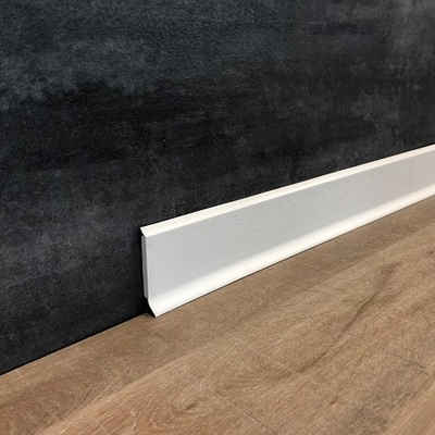 PROVISTON Sockelleiste Hartschaum PVC, 12.8 x 60 x 2500 mm, Weißgrau, Kunststoff Fußleiste