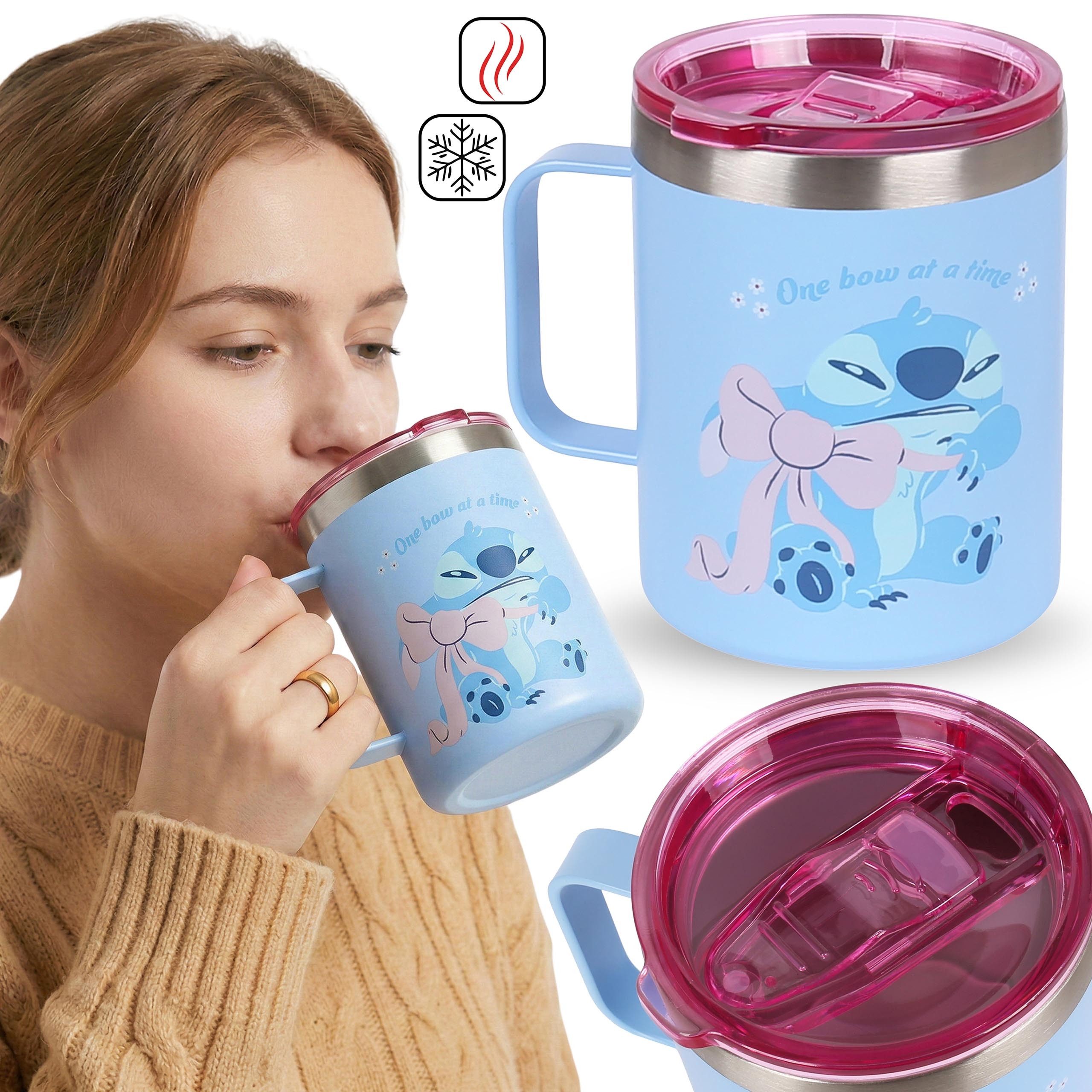Disney Thermobecher DISNEY Stitch Thermobecher mit Griff, Edelstahl, auslaufsicher 400 ml