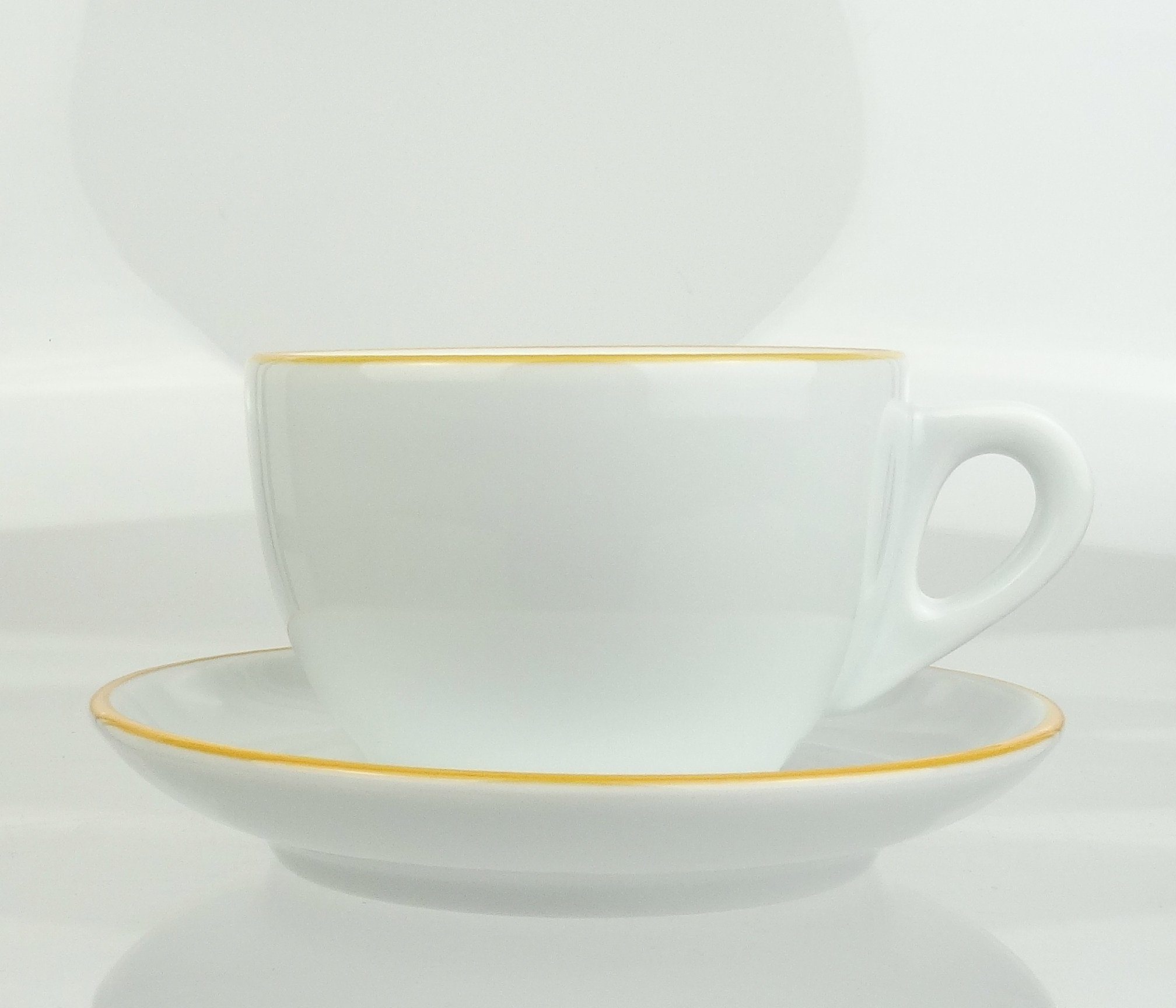 Ancap Cappuccinotasse dickwandig, gelber Rand, Made in Italy, 2-tlg., Porzellan, 2-teilig