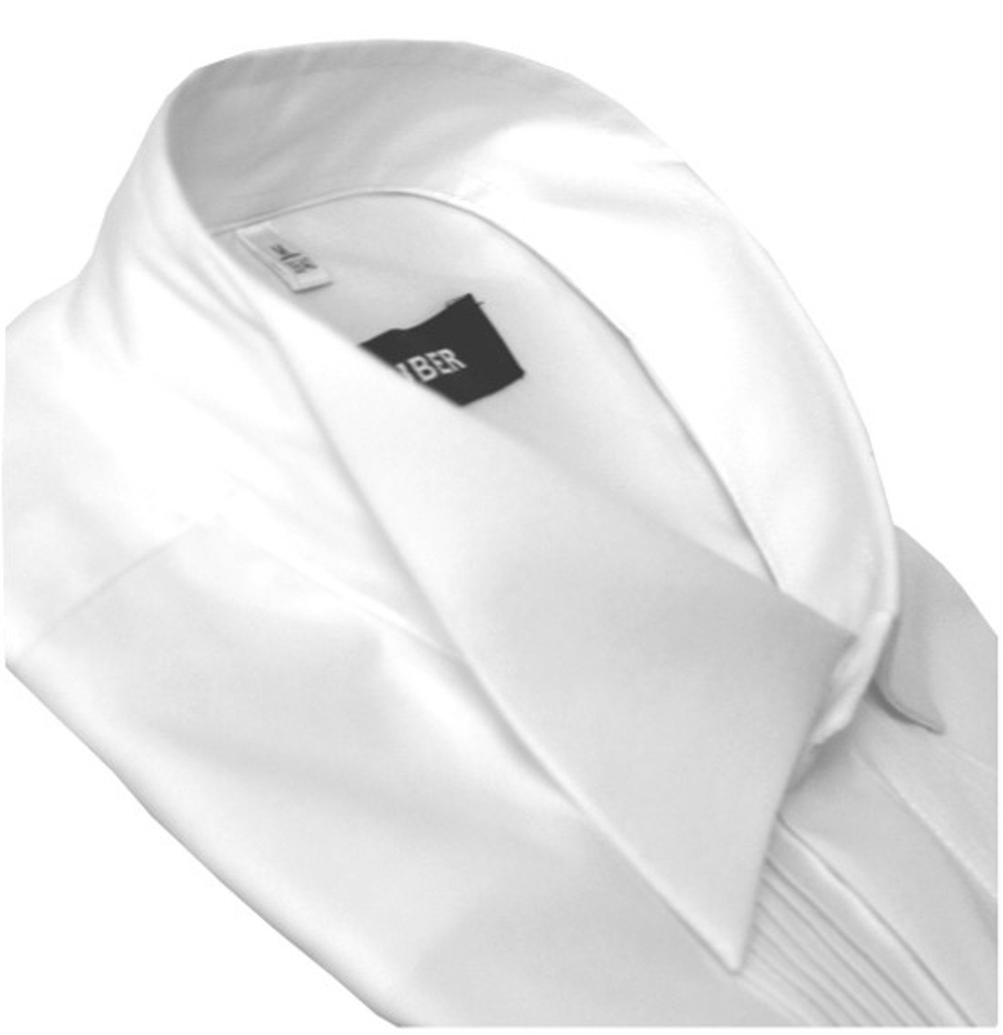 Huber Hemden Smokinghemd HU-0171 Kläppchen-Kragen, Plissee, Fit weiß Regular Umschlag-Manschette