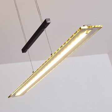 hofstein Pendelleuchte »Nerano« höhenverstellbare Hängelampe aus Metall in schwarz und Glas, 3000 Kelvin, Höhe max. 152cm, 1200 Lumen, stufenlos dimmbar über Tastdimmer