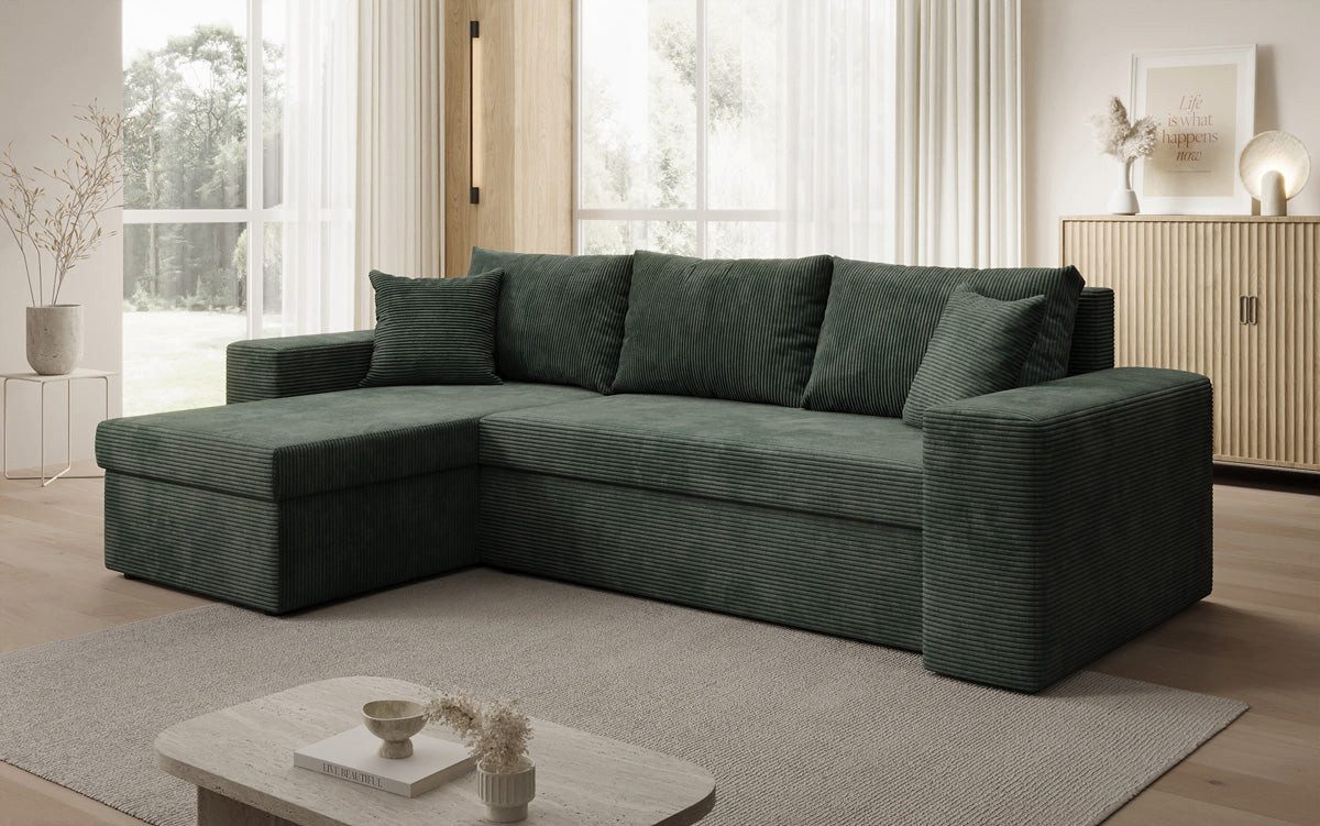 Luxusbetten24 Schlafsofa Designer Sofa Denver in Cord, mit Stauraum und Schlaffunktion – Bild 2 von 5