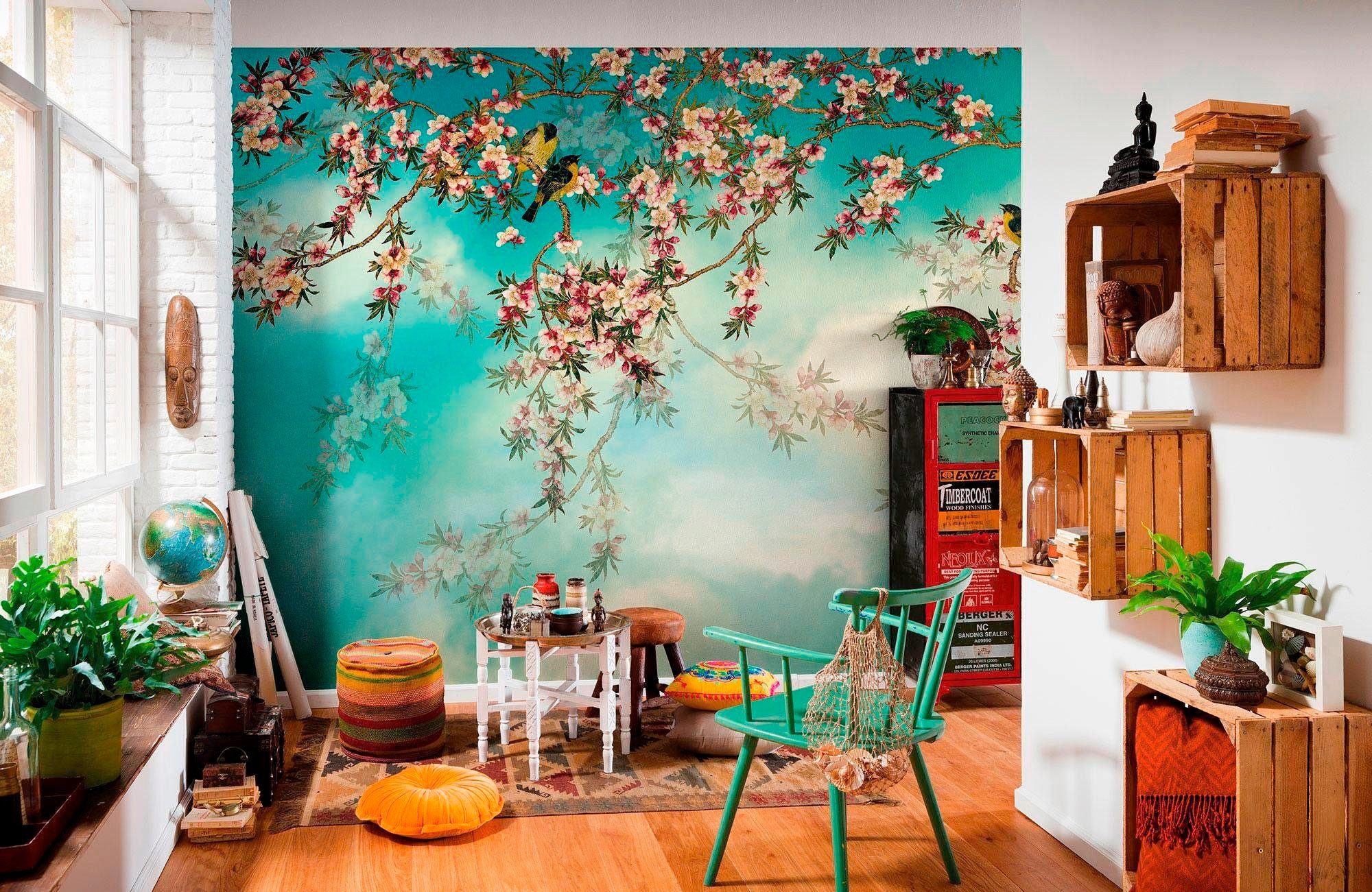 Komar Fototapete Sakura - Größe 368 x 254 cm, glatt, bedruckt, Wohnzimmer, Schlafzimmer