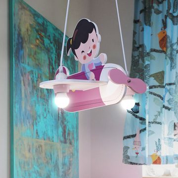 etc-shop LED Pendelleuchte, Leuchtmittel inklusive, Warmweiß, Kinder Zimmer Decken Pendel Lampe Flugzeug Flieger Hänge Leuchte