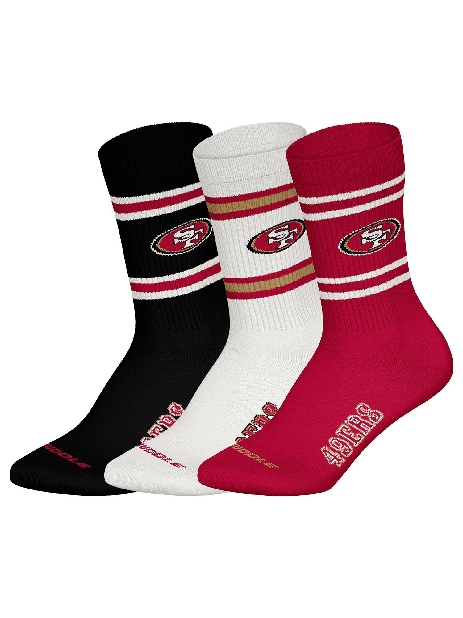 NFL Freizeitsocken San Francisco 49Ers Crew (3-Paar) Casual Socken, Alltagssocken