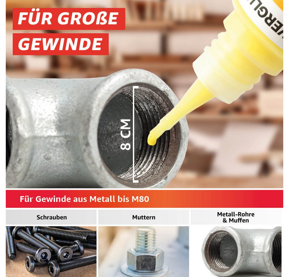 Thumbnail - Everglue Schraubensicherung Everglue Schraubensicherung anaerob mittelfest normal bis M80-Gewinde, Schraubensicherung bi...